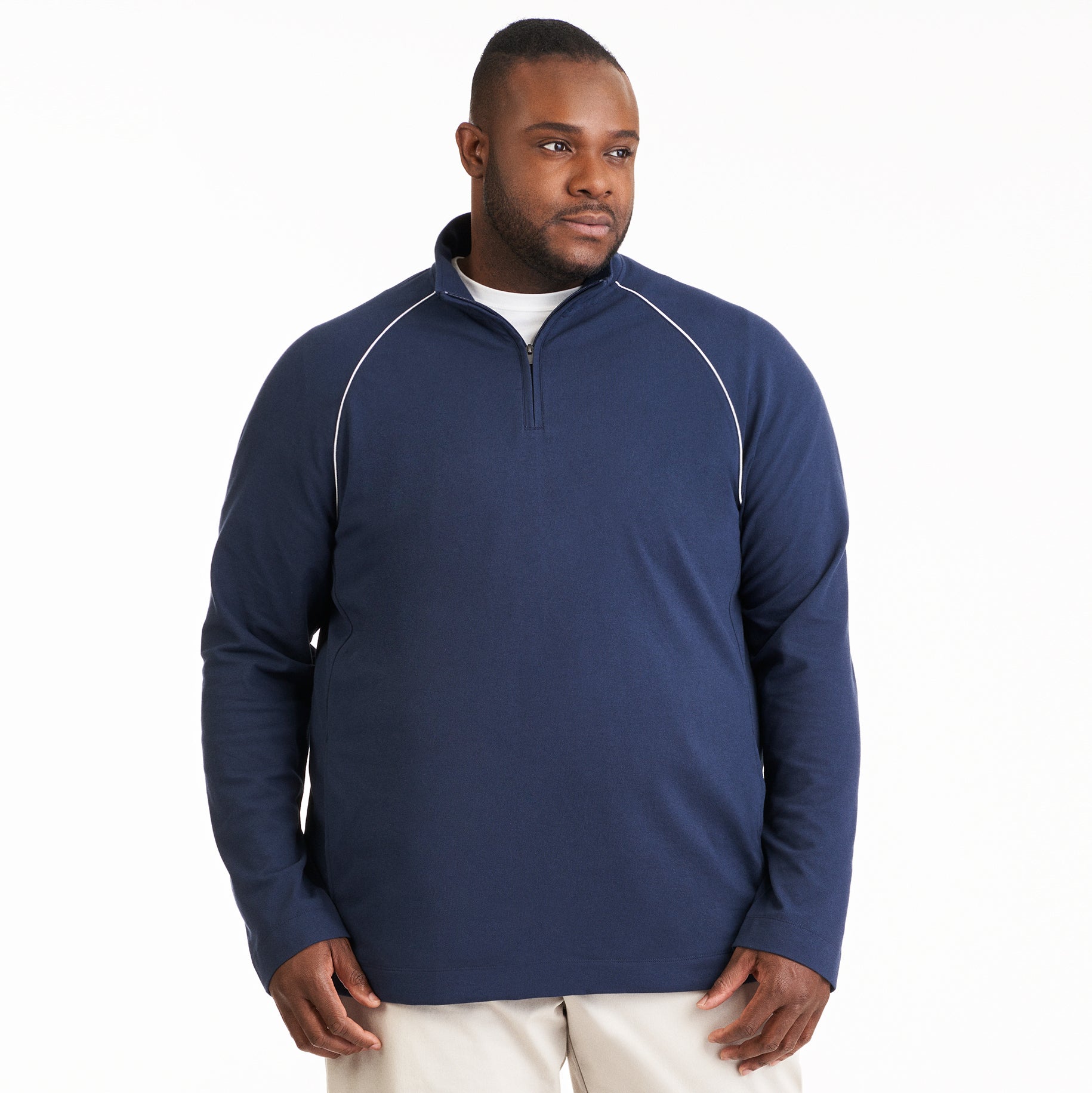 Essential Two-Tone Quarter Zip Pullover - Big & Tall – Van Heusen