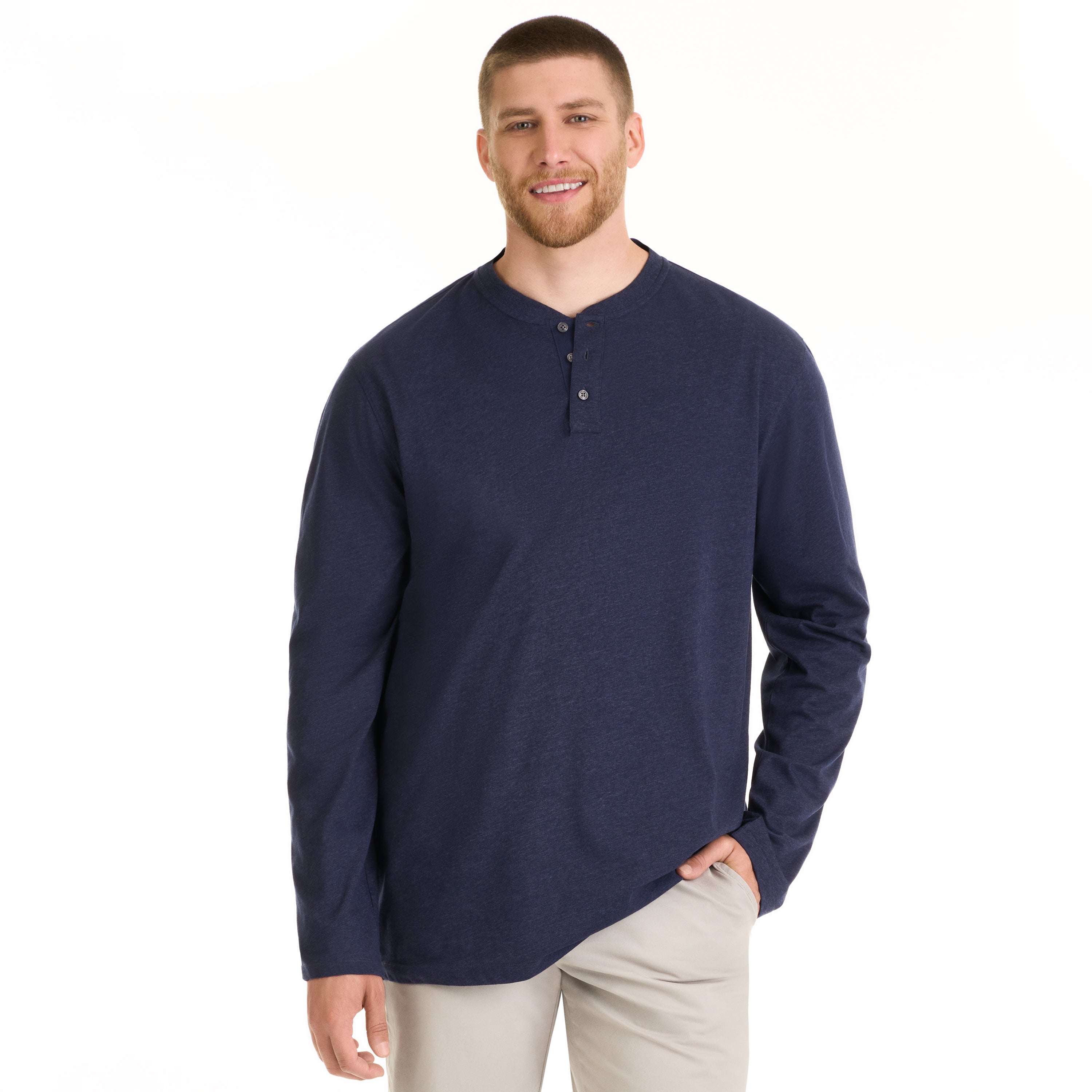 Men's Long Sleeve Textured Henley Shirt - Goodfellow & Co™ Black S