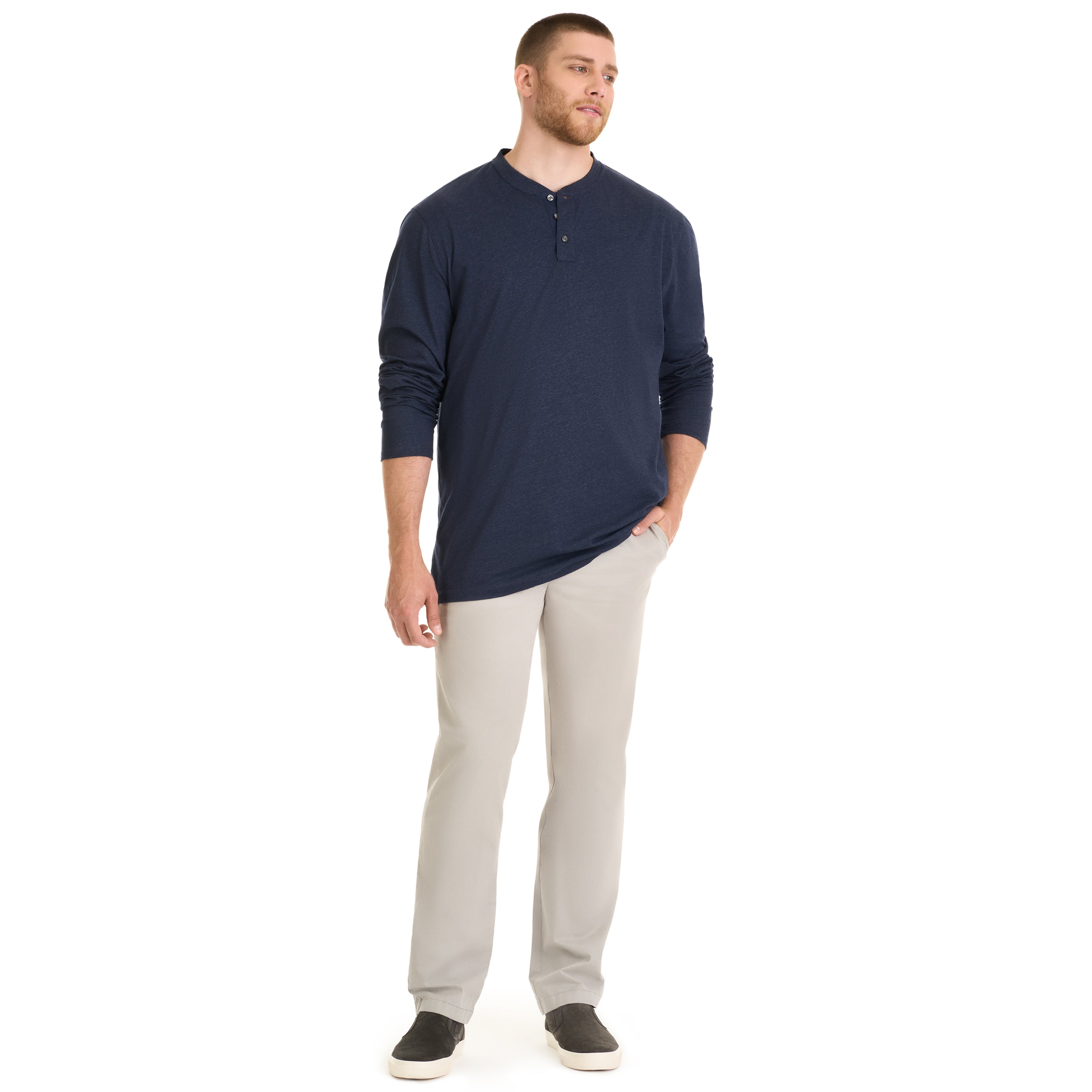 Essential Stain Shield Long Sleeve Henley - Big & Tall