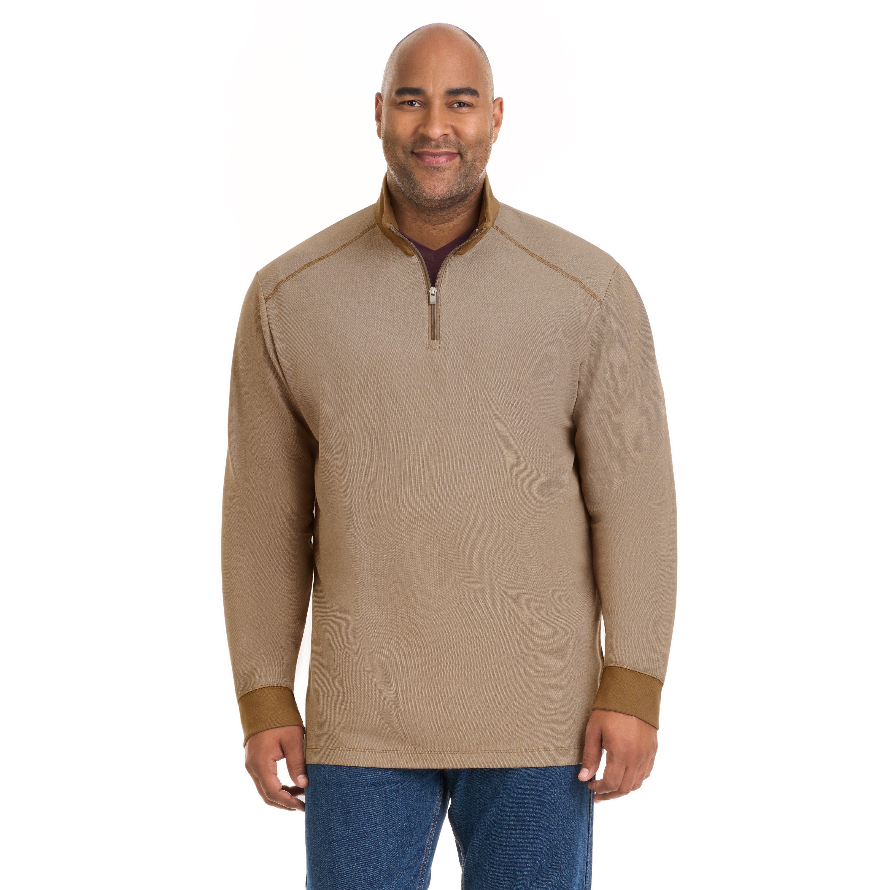 Essential Stain Shield Pique Quarter Zip Pullover Big and Tall