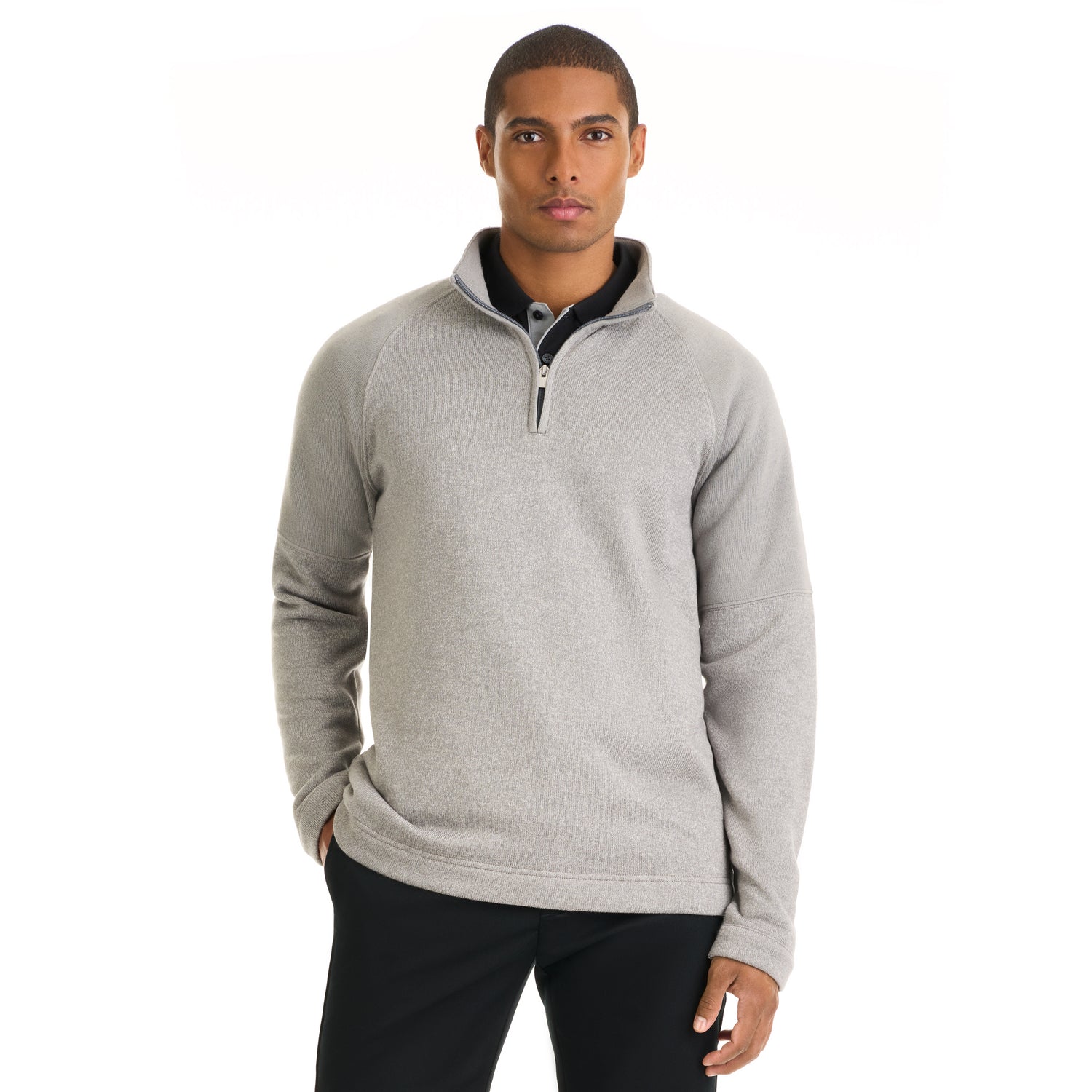 Essential Sweater Fleece Blocked Quarter Zip Pullover- Regular Fit – Van  Heusen