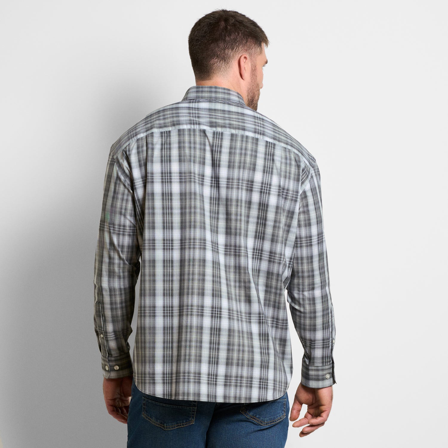 Cronbie Long Sleeve Stain Shield Shirt Heather Check Print – Big &amp; Tall