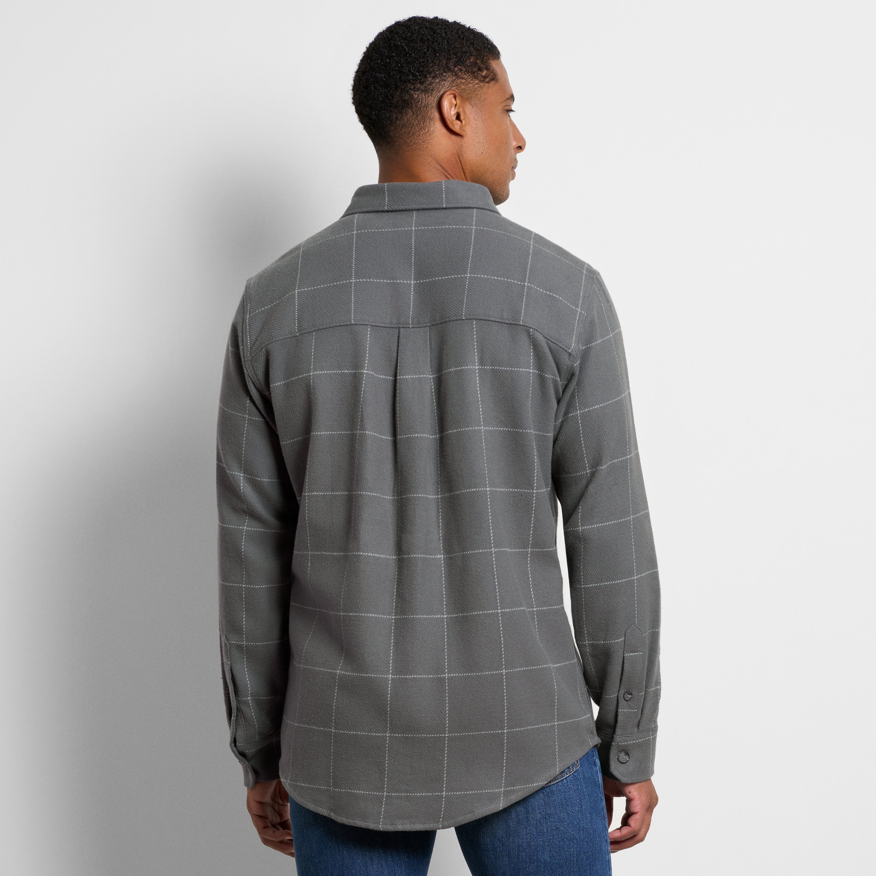 Essential Brushed Twill Shirt Jacket Check Print – Regular Fit