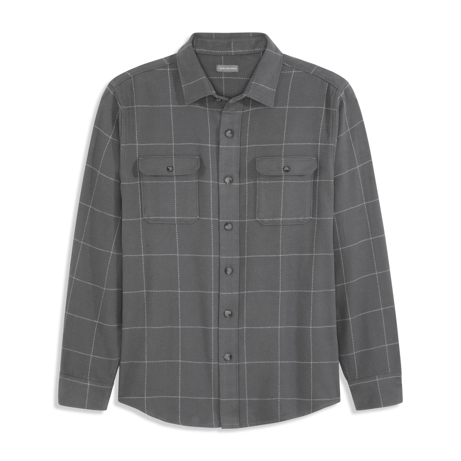 Essential Brushed Twill Shirt Jacket Check Print – Regular Fit