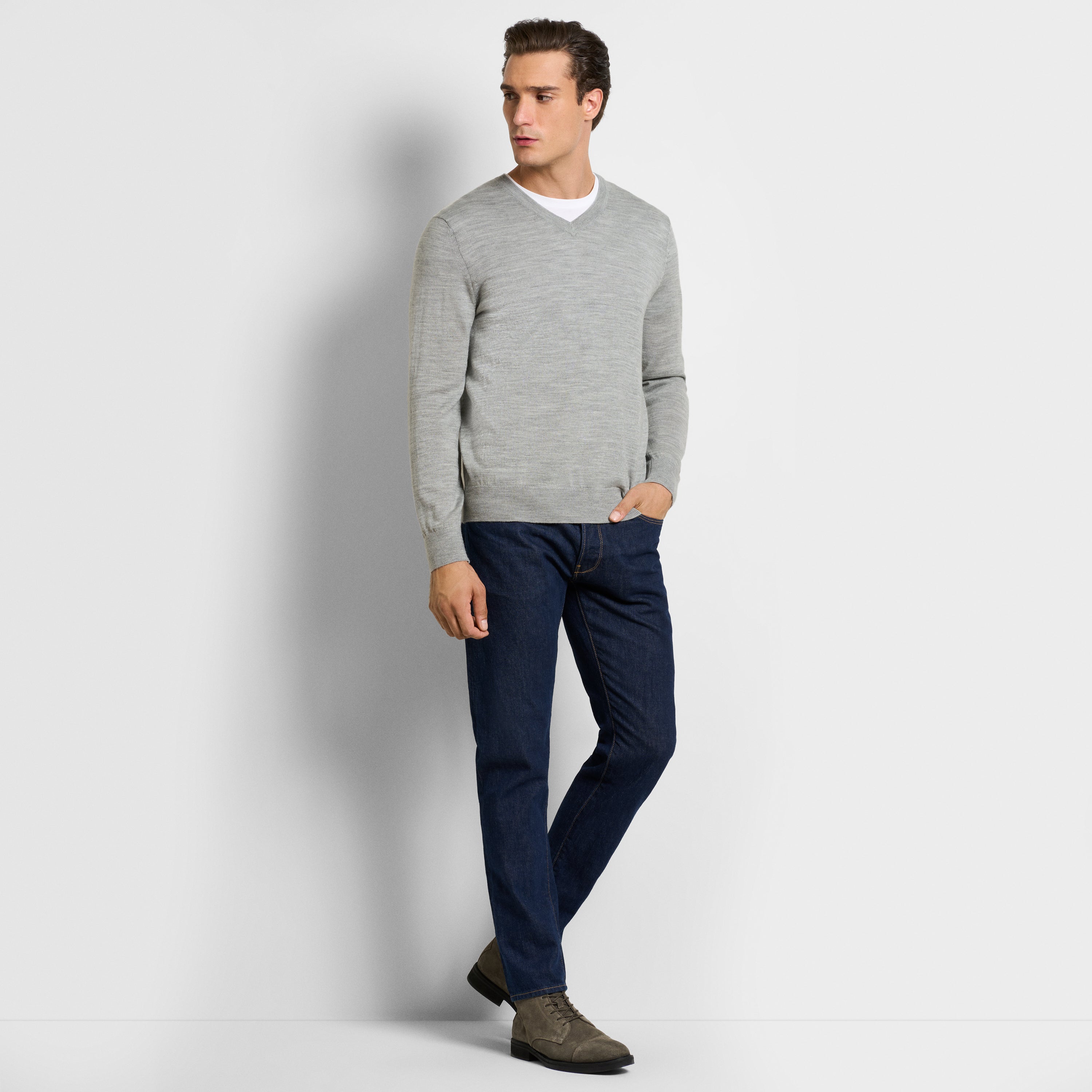 Essential Rhodes Merino V-Neck Sweater – Regular Fit