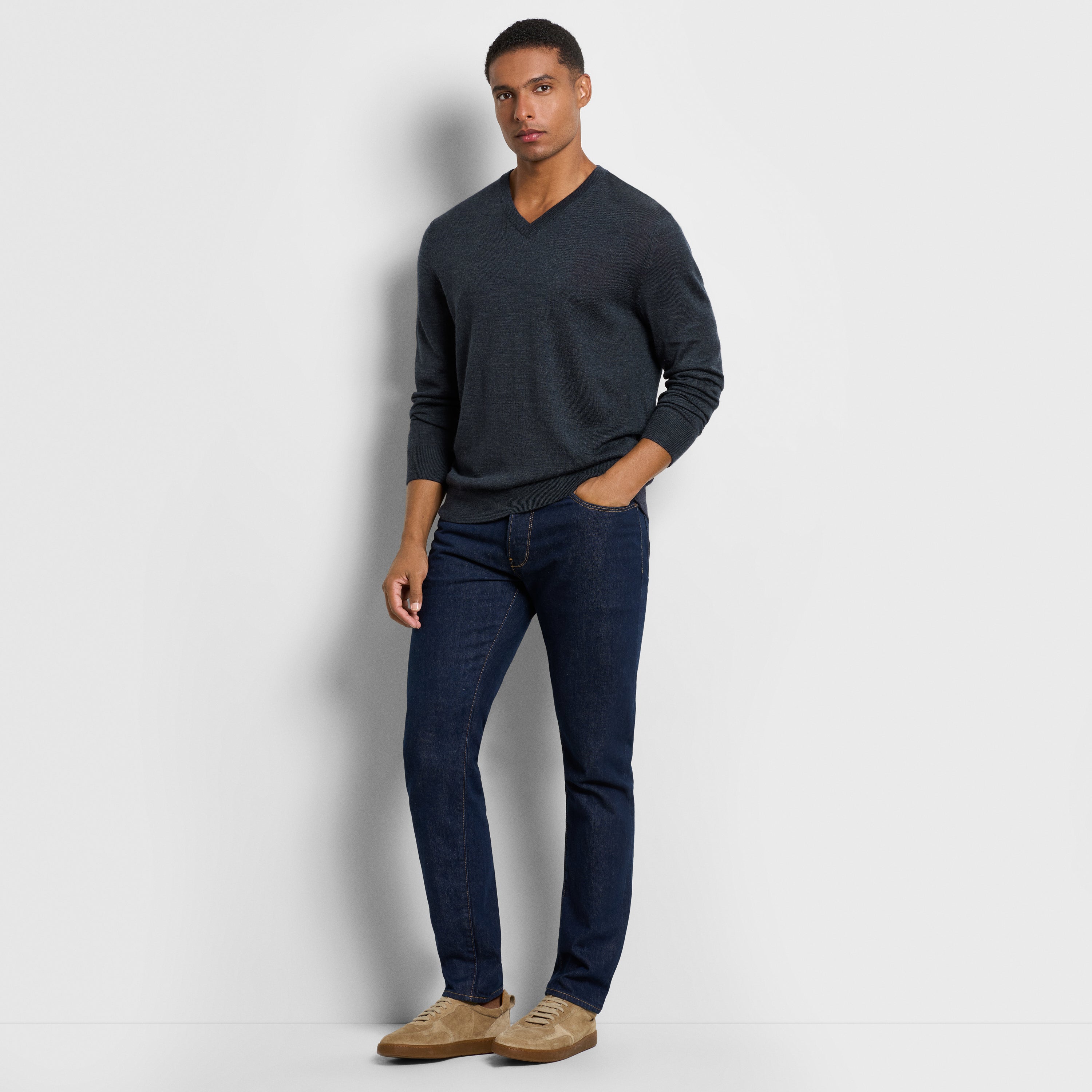 Essential Rhodes Merino V-Neck Sweater – Regular Fit