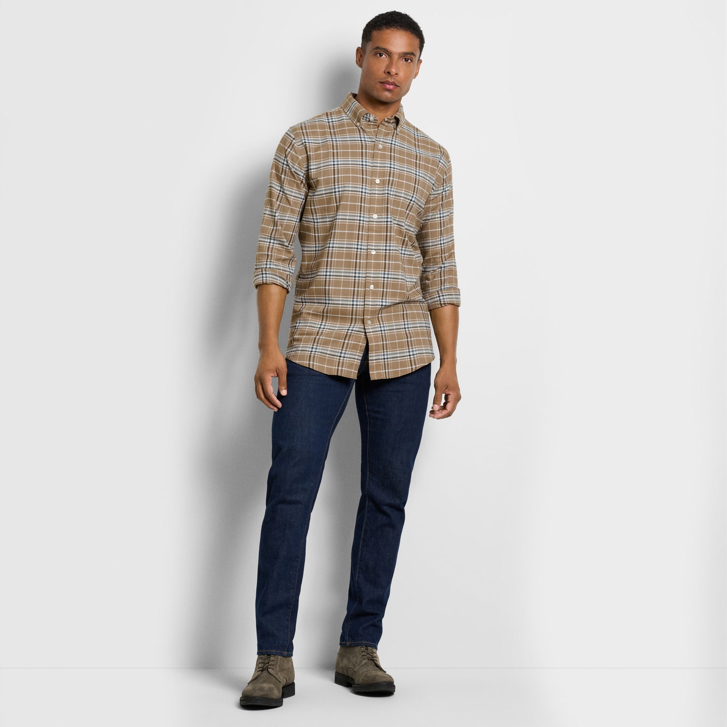 Weekend Twill Long Sleeve Shirt Solid Plaid - Regular Fit