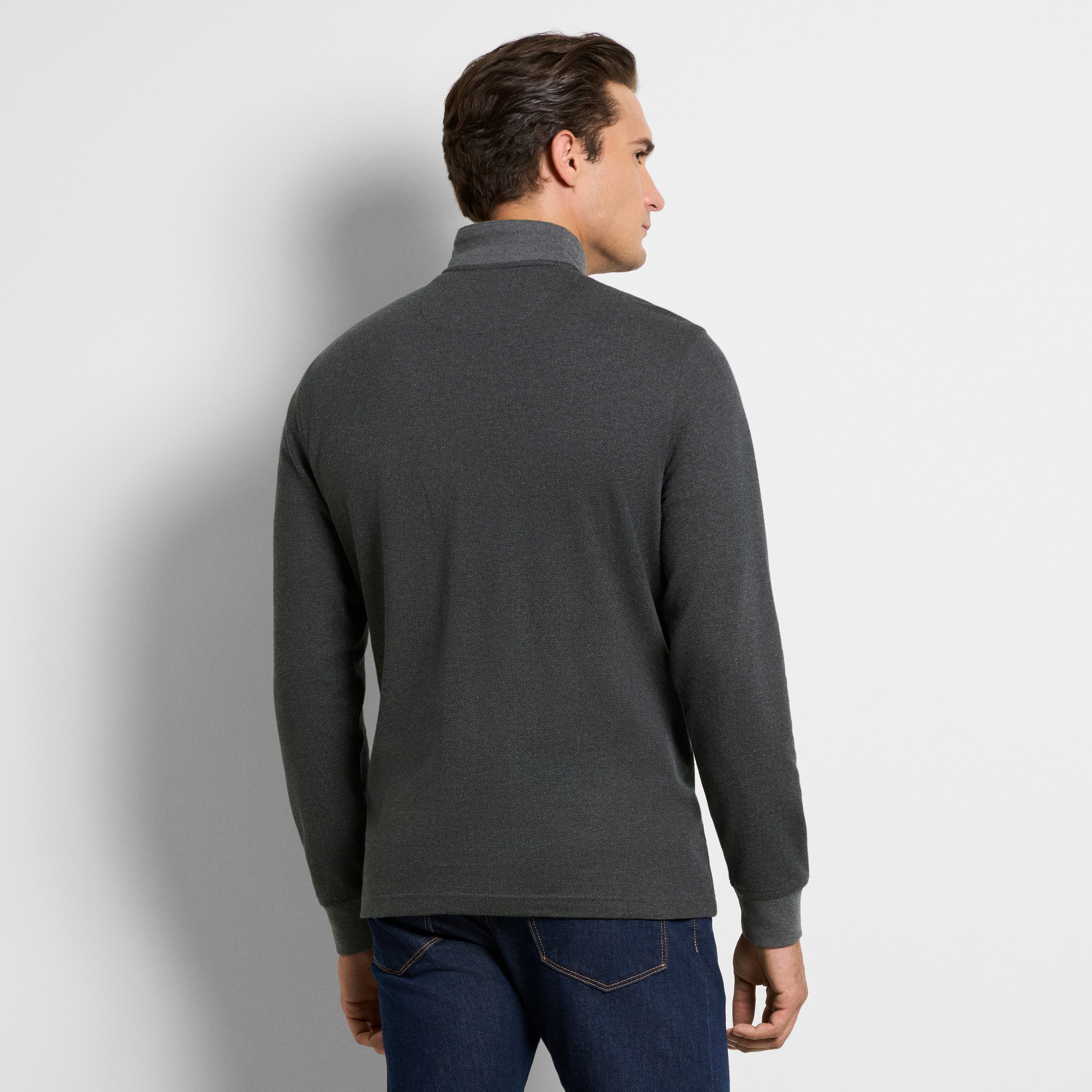 Essential Luxore Quarter Zip Herringbone – Regular Fit