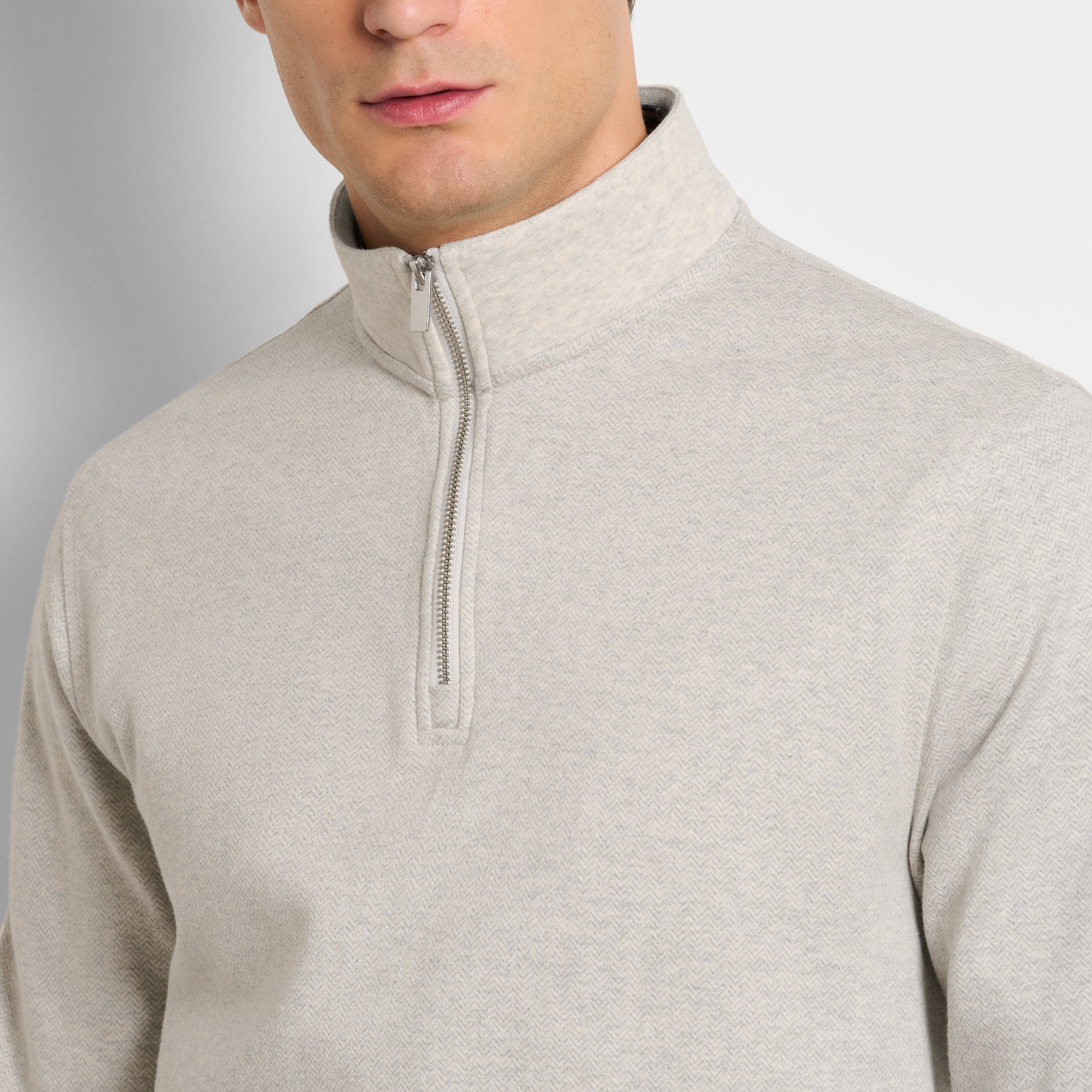 Essential Luxore Quarter Zip Herringbone – Regular Fit