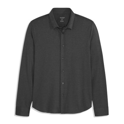 Performance Knit Long Sleeve Solid Button Up Top – Regular Fit