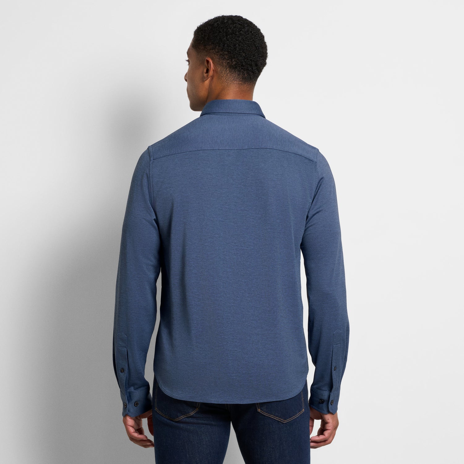 Performance Knit Long Sleeve Solid Button Up Top – Slim Fit