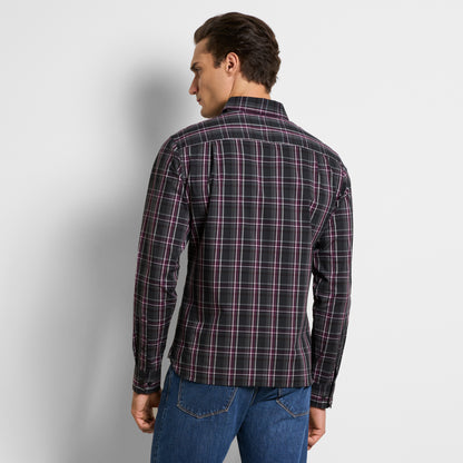 Cronbie Long Sleeve Stain Shield Shirt Dark Plaid Print – Slim Fit