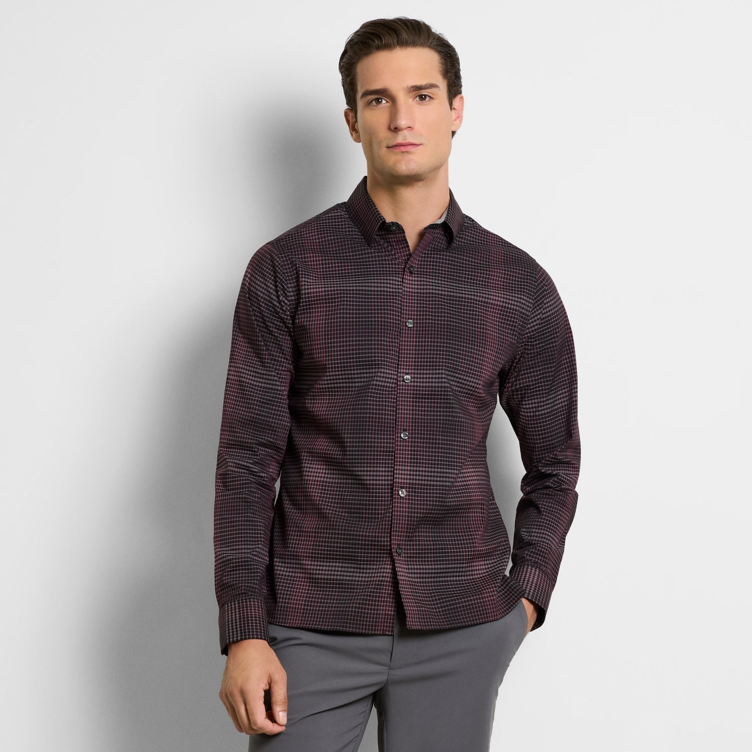 Cronbie Long Sleeve Stain Shield Shirt Multi Gingham Print – Slim Fit