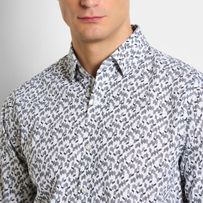 Cronbie Long Sleeve Stain Shield Shirt New Geo Print – Slim Fit