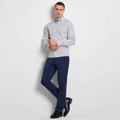 Cronbie Long Sleeve Stain Shield Shirt Light Check Print - Slim Fit