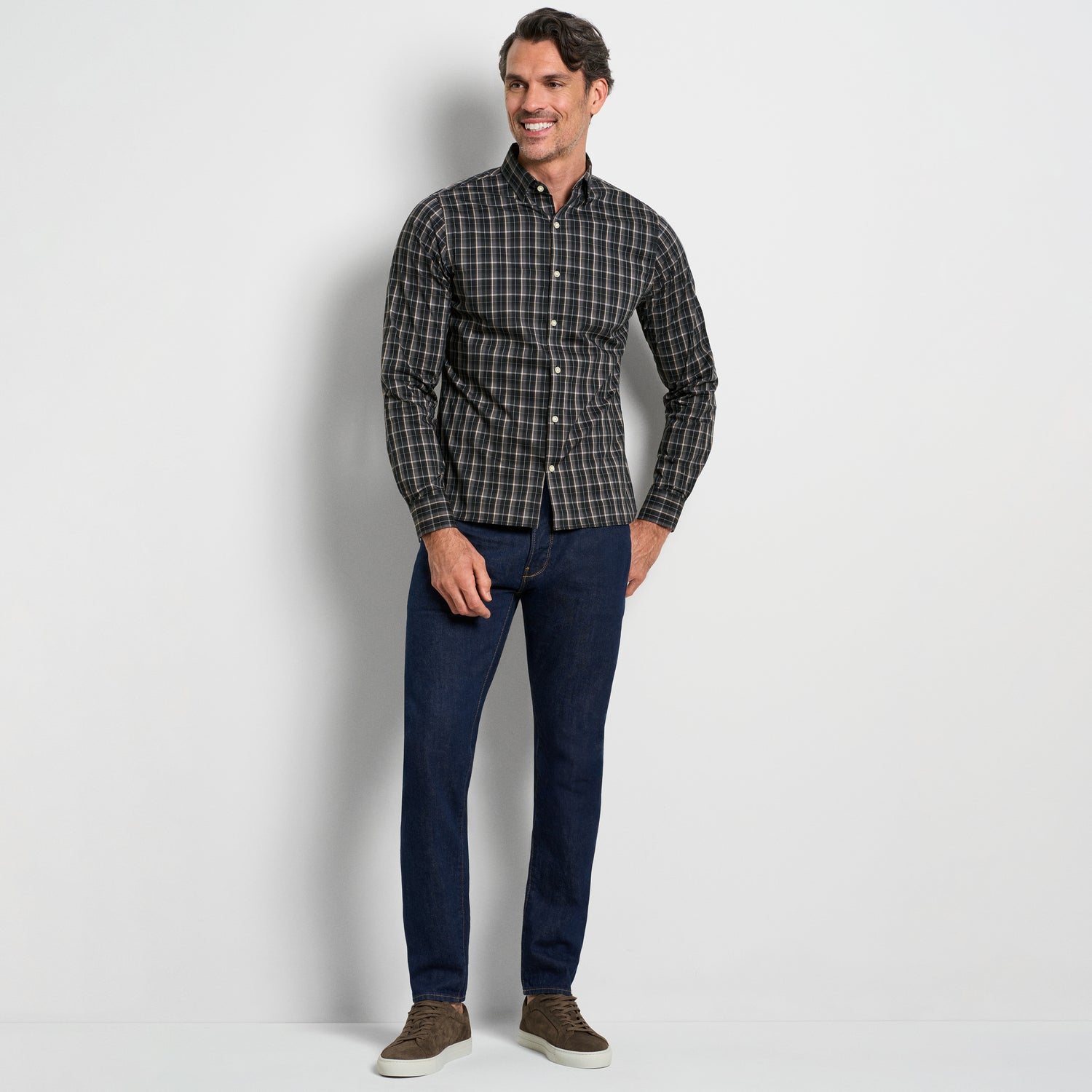 Cronbie Long Sleeve Stain Shield Shirt Updated Plaid Print - Slim Fit