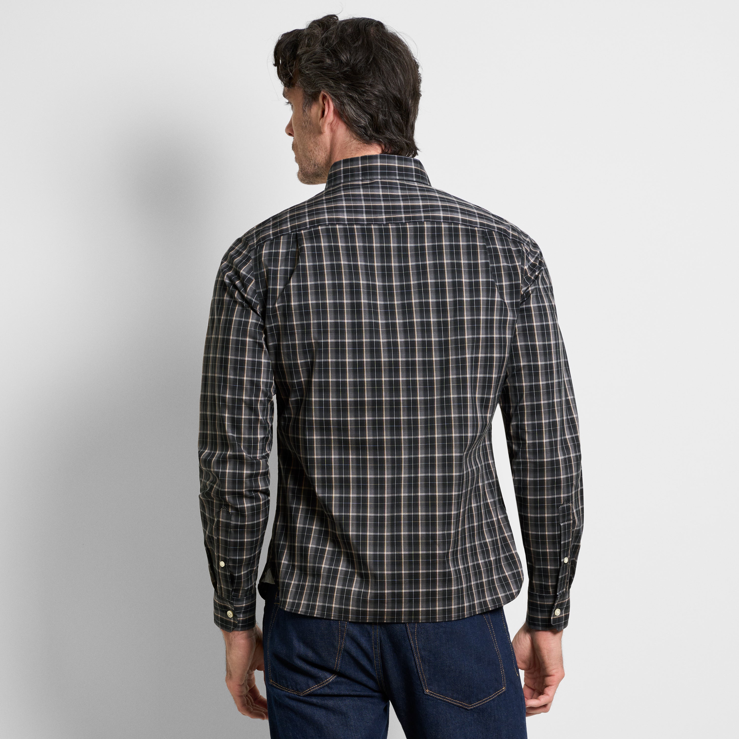 Cronbie Long Sleeve Stain Shield Shirt Updated Plaid Print - Slim Fit