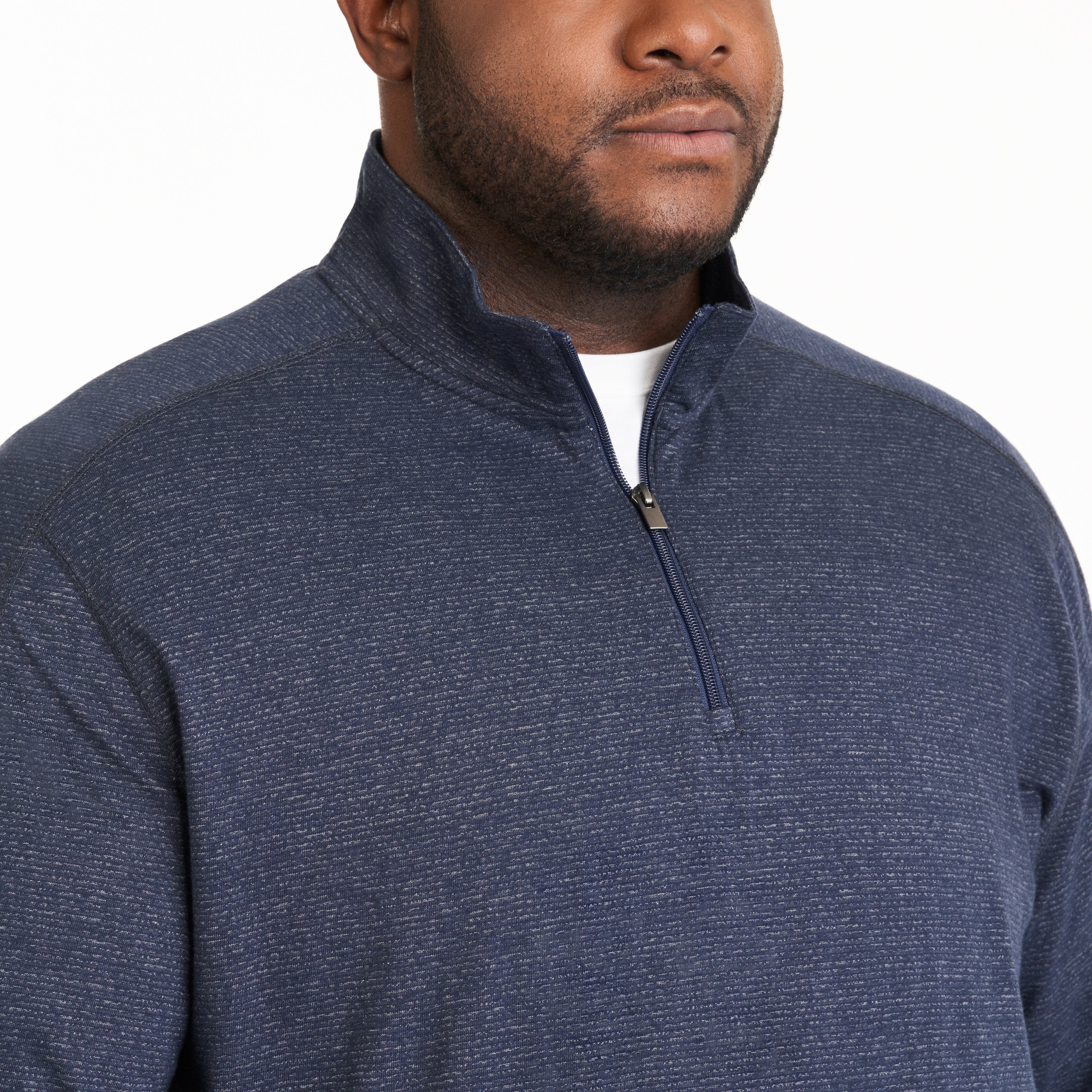 Essential Two-Tone Quarter Zip Pullover - Big & Tall