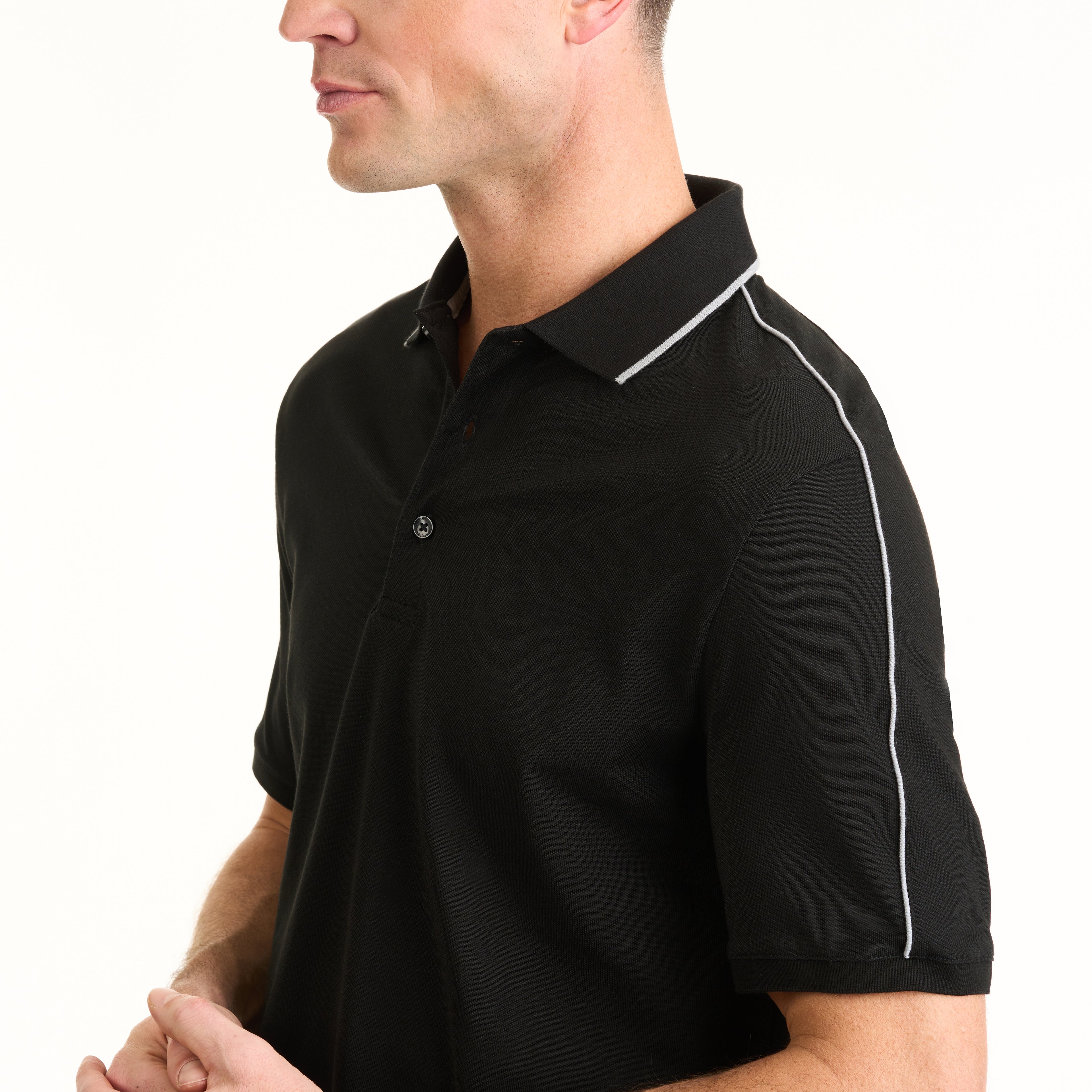 van heusen polo shirt men's L black 2 button brand new with tags 🔥