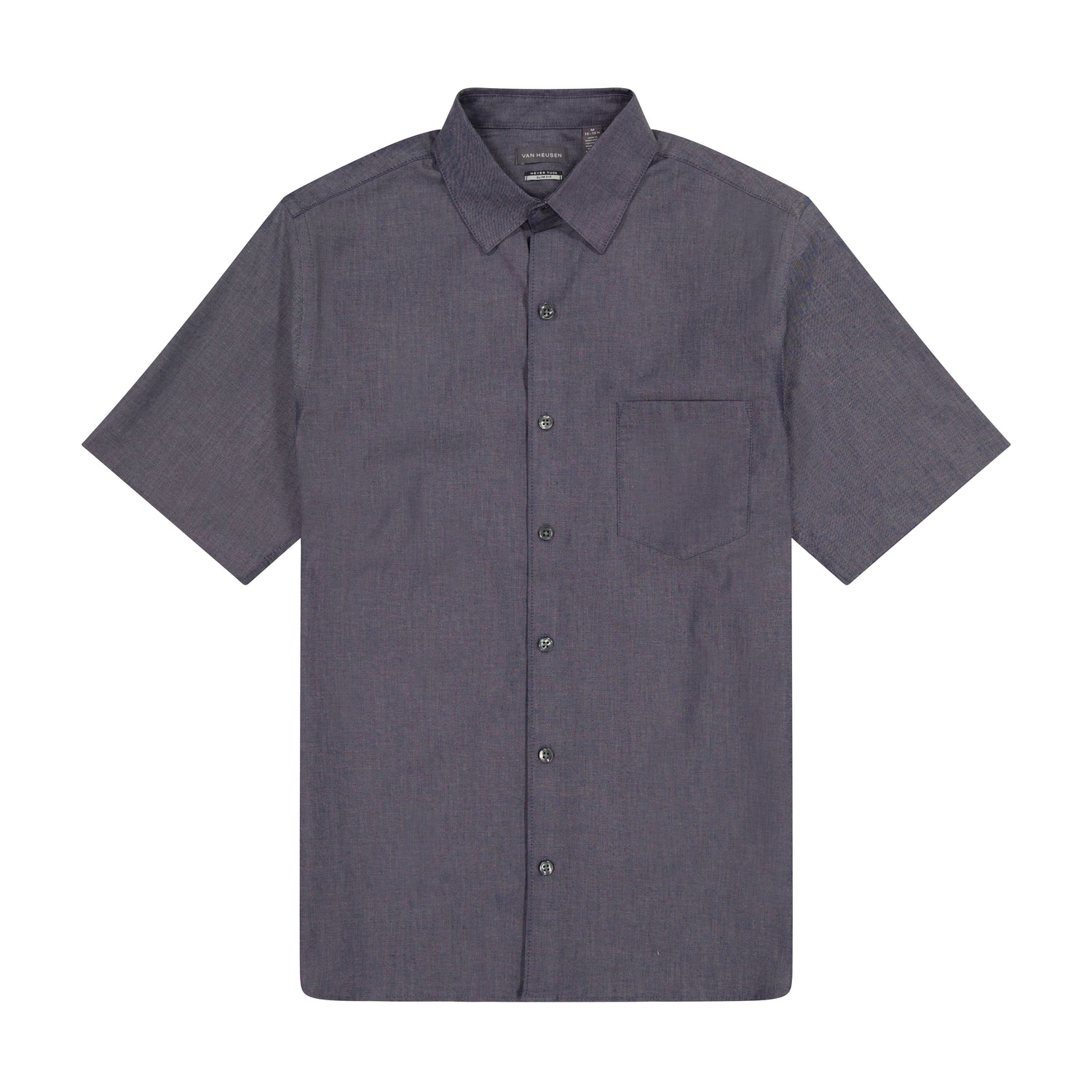 Essential Stain Shield Twill Chambray Short Sleeve Shirt - Slim Fit