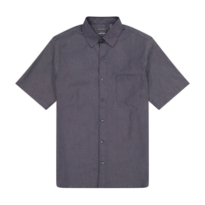 Essential Stain Shield Twill Chambray Short Sleeve Shirt - Slim Fit