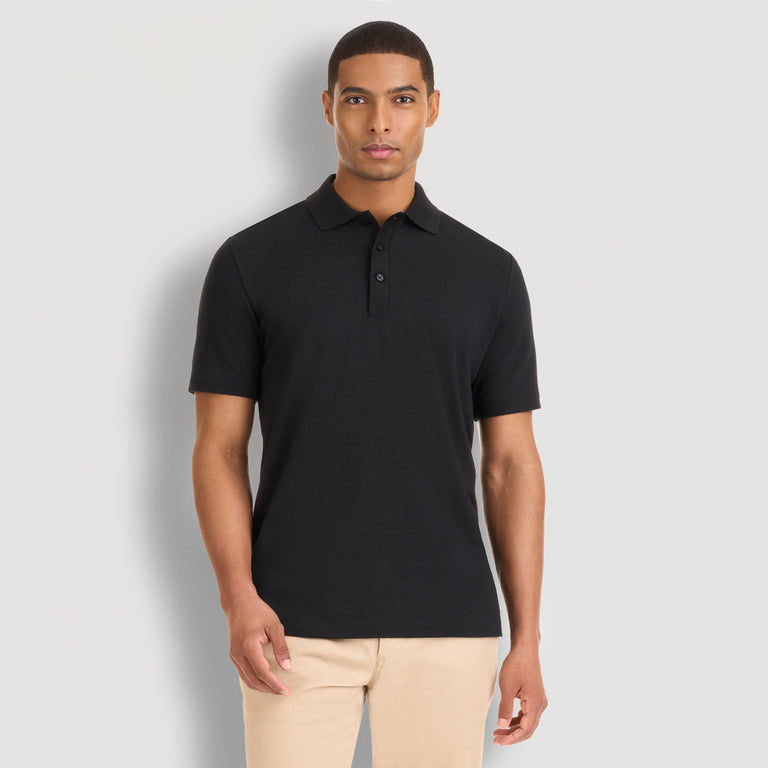 Organic Cotton Lined Polo Shirt For Men Honeycomb Black White