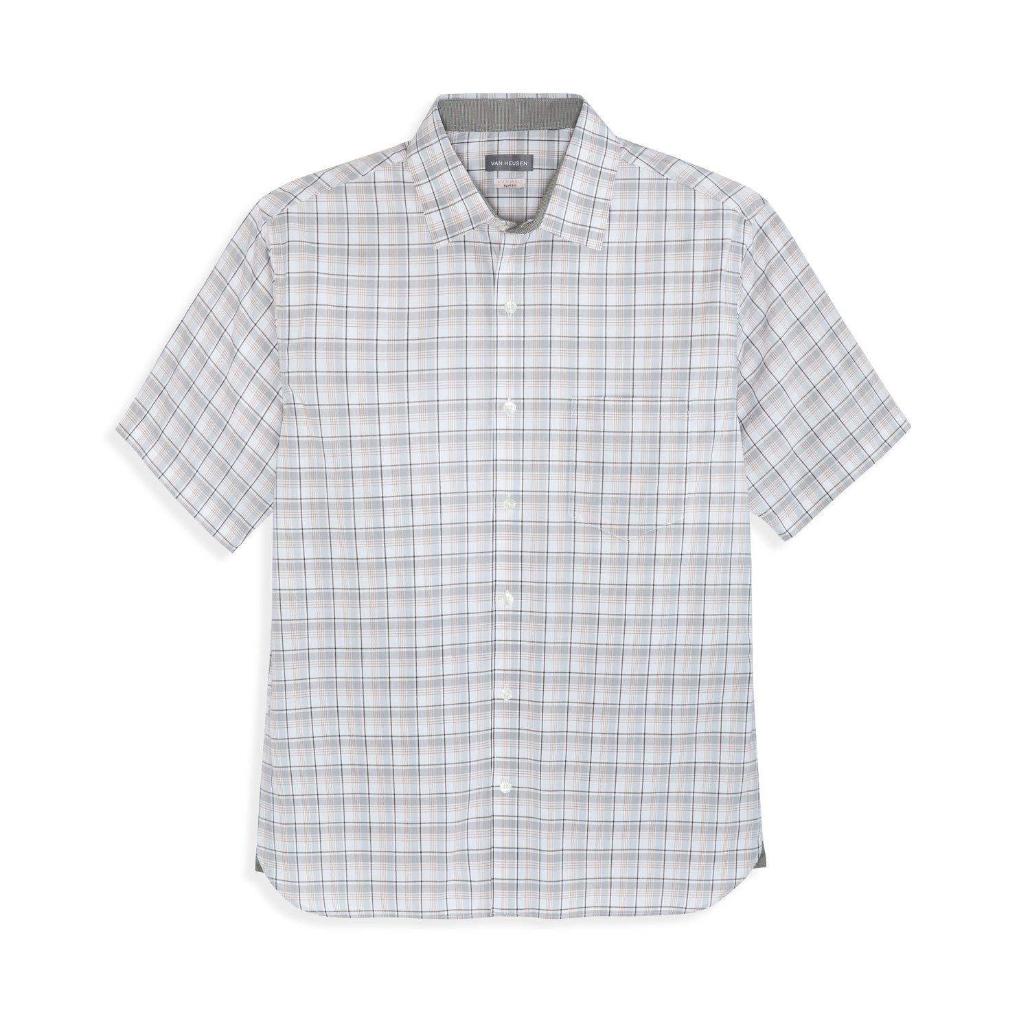 Folsen Short Sleeve Stain Shield Medium Plaid - Slim Fit