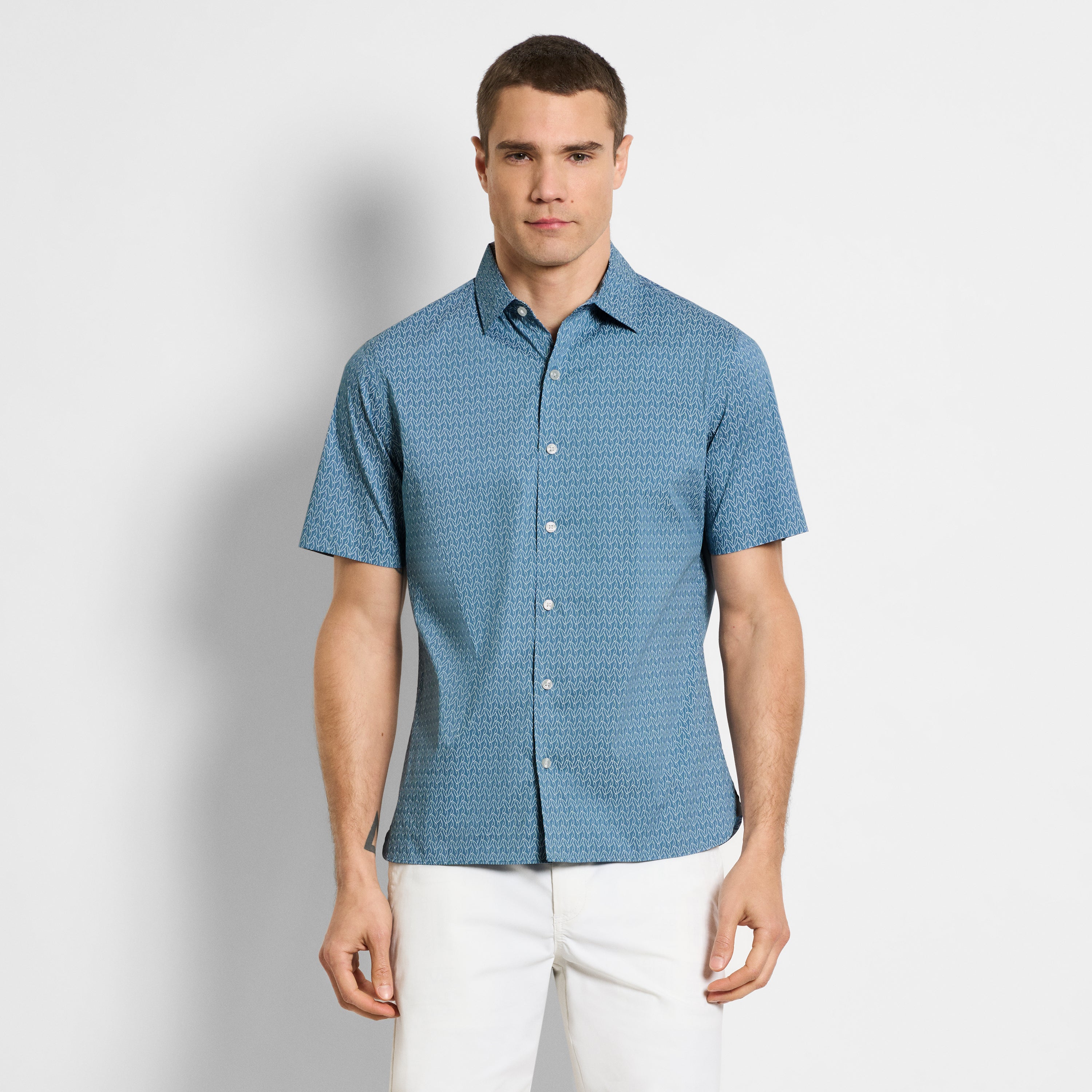 Blue button outlet up short sleeve