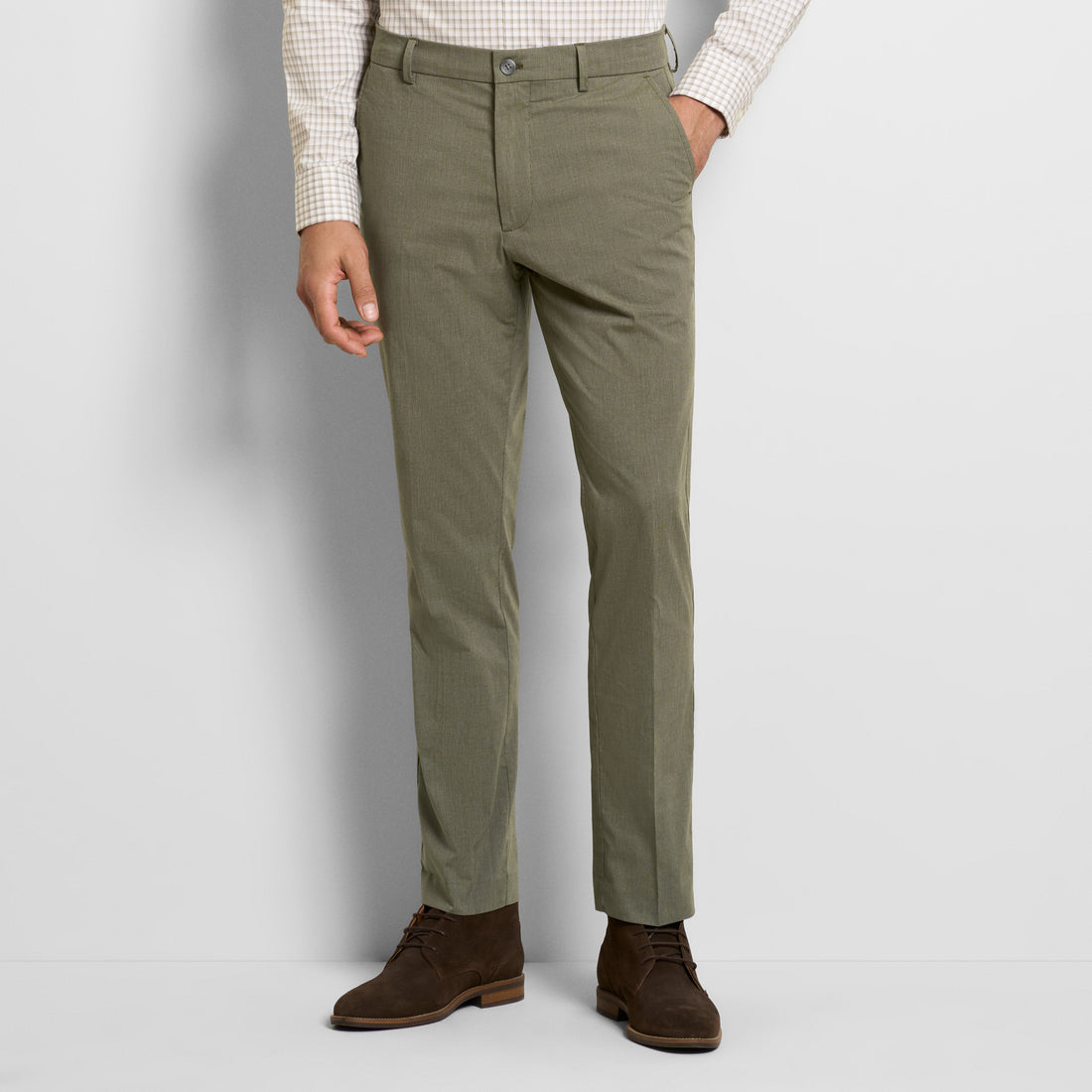 Fine Stripe Cotton Stretch Pant Straight Fit