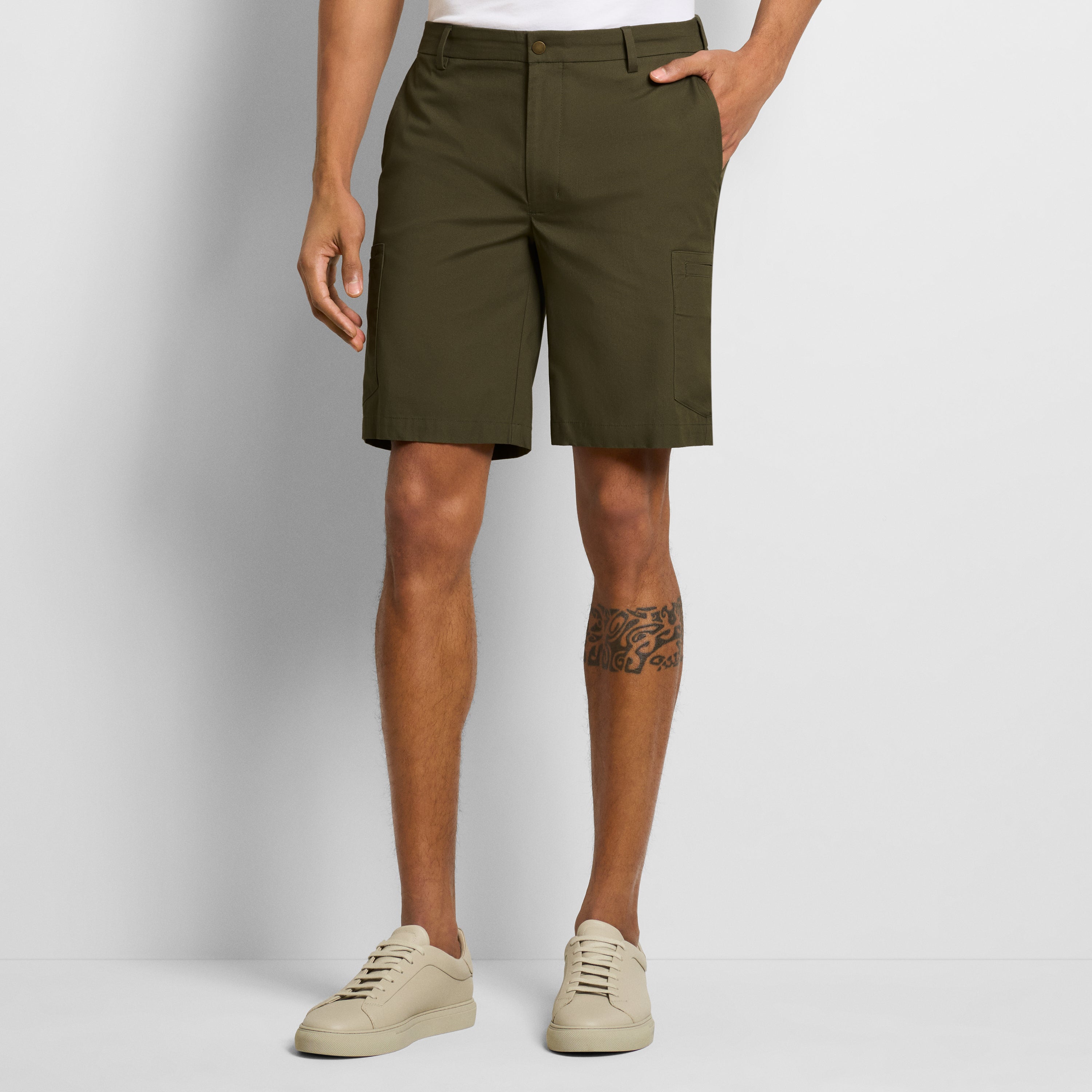 Cotton Poplin Cargo Short - Straight Fit