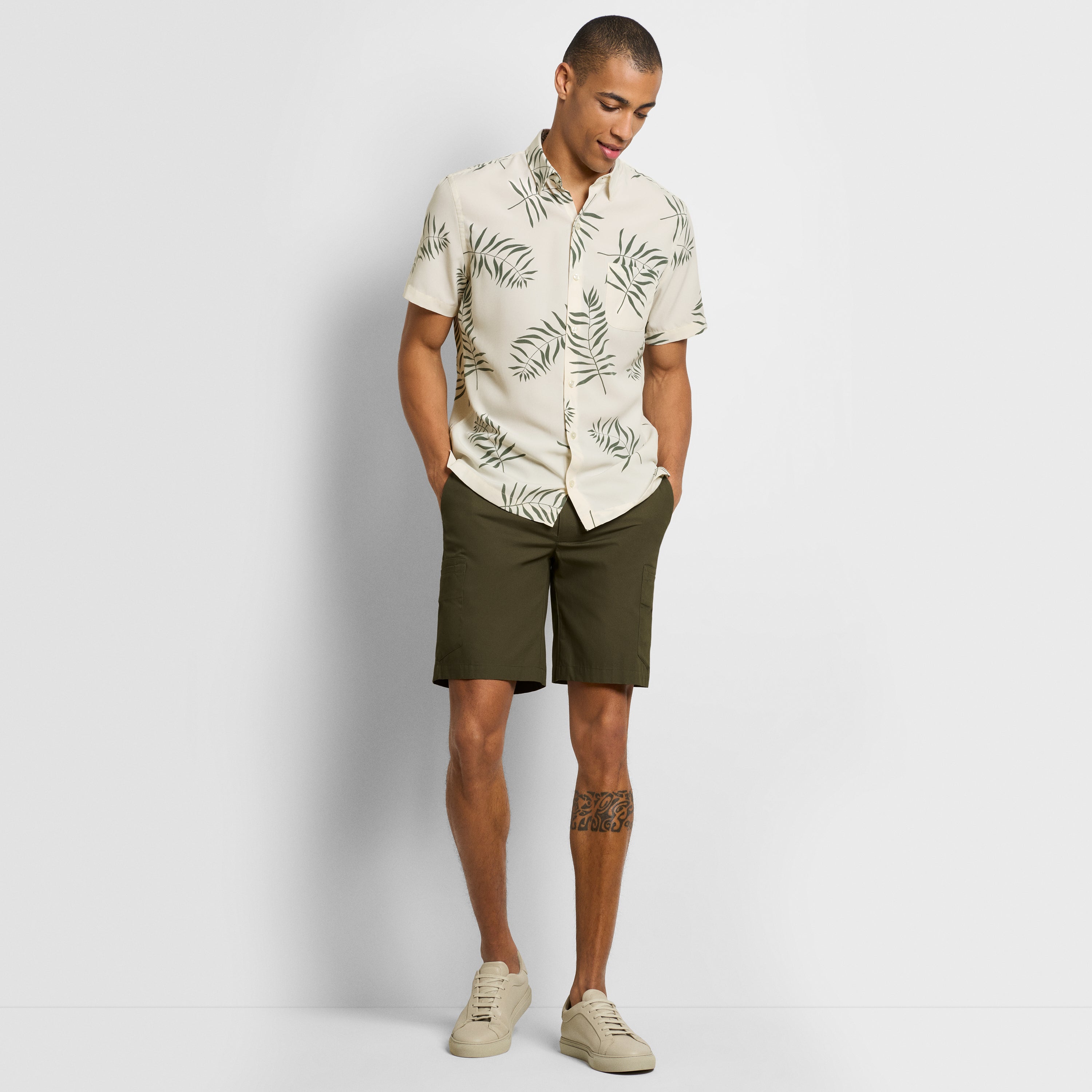 Cotton Poplin Cargo Short - Straight Fit