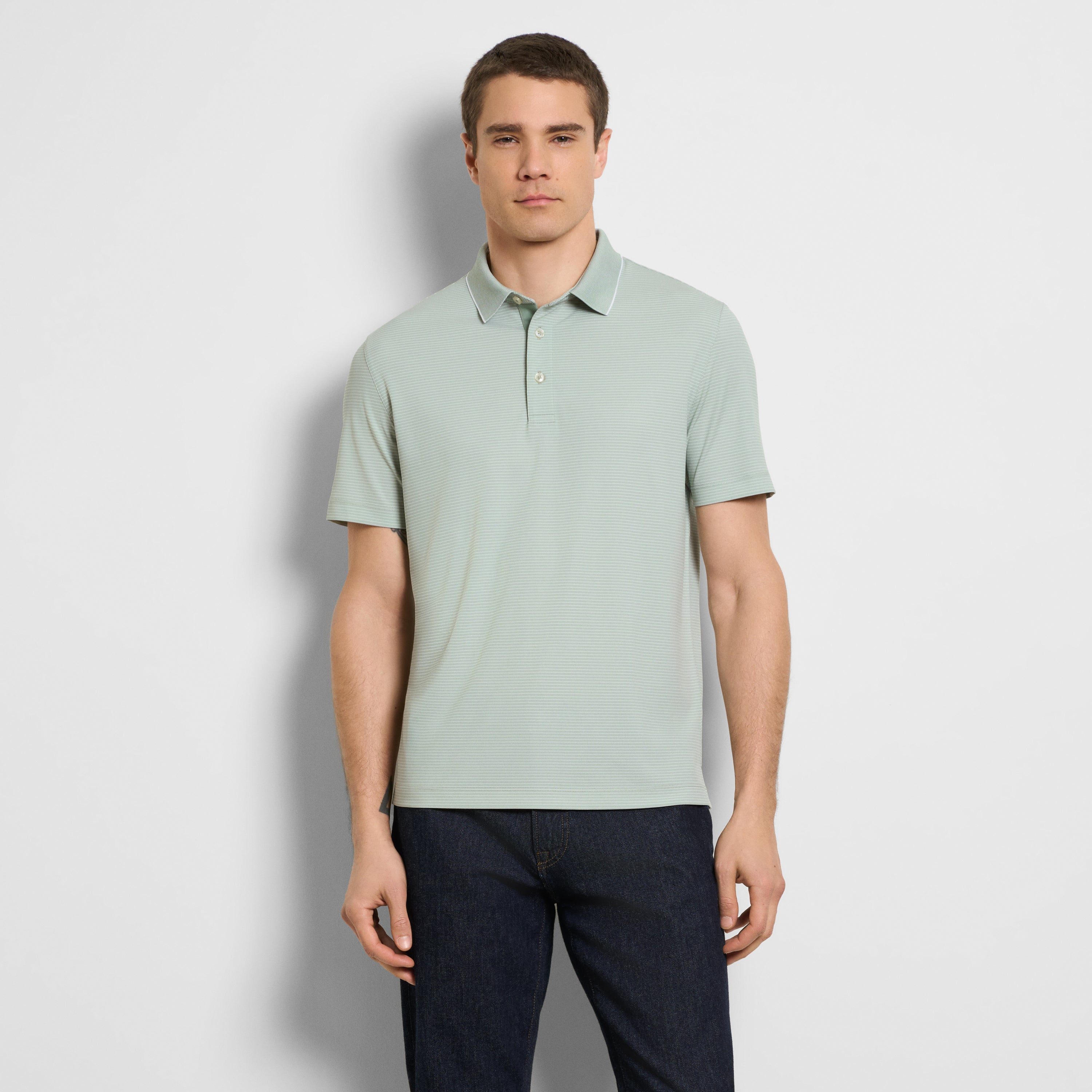 Performance Birdseye Stripe Polo