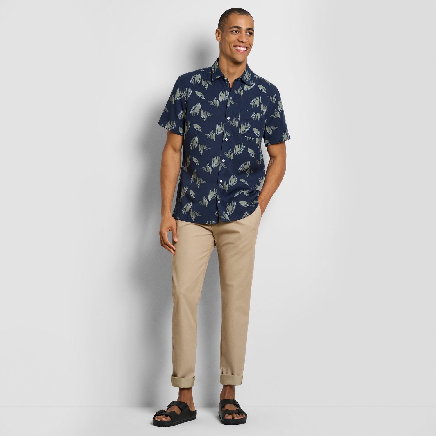 Weekend Lily Leaf Print Camp Shirt - Regular Fit