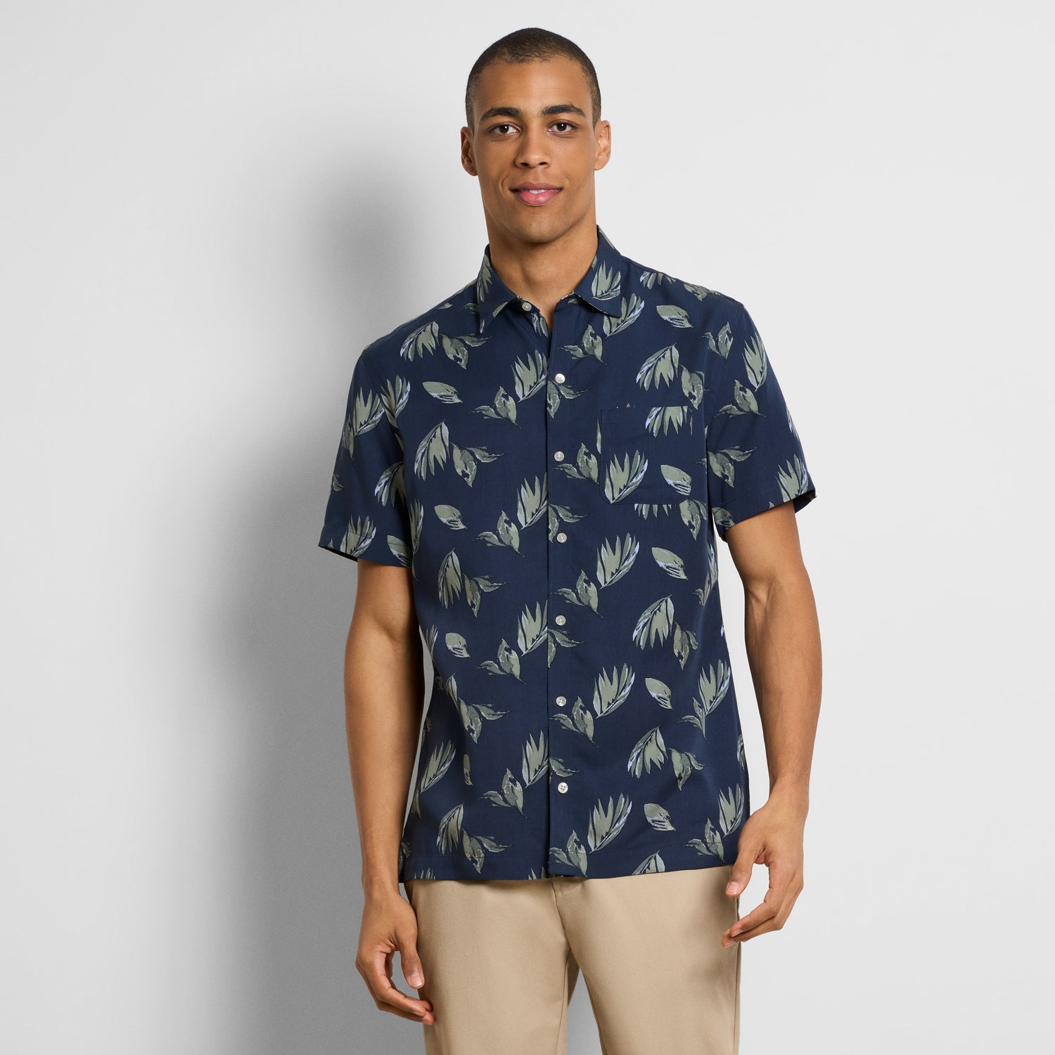 Weekend Lily Leaf Print Camp Shirt - Regular Fit