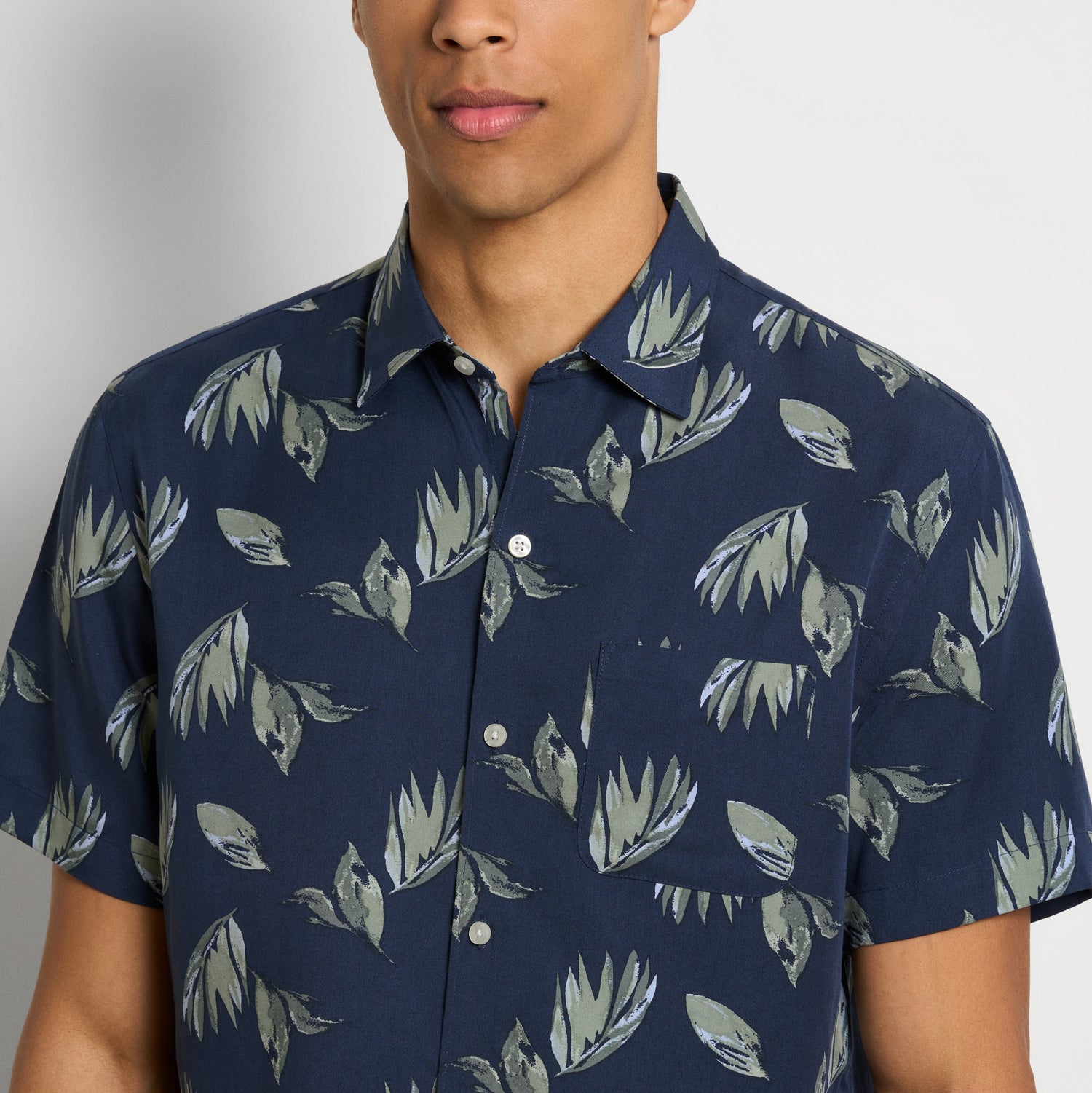 Weekend Lily Leaf Print Camp Shirt - Regular Fit