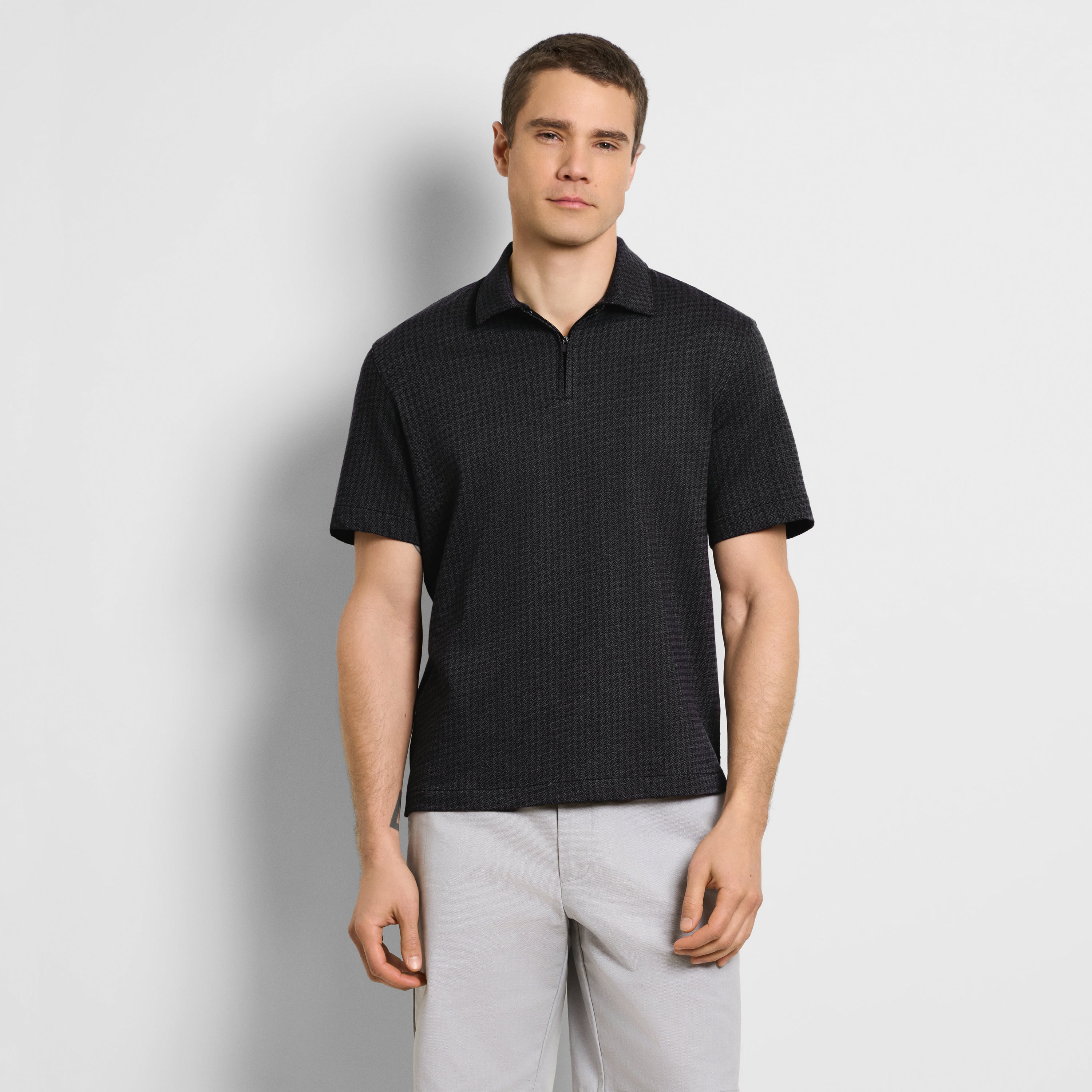 Essential Jacquard Zip Fancy Polo