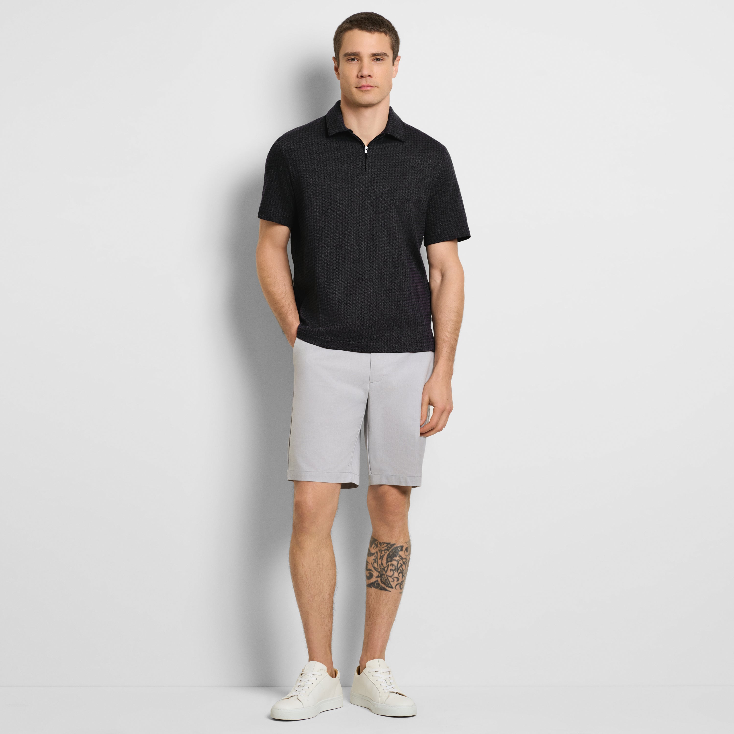 Essential Jacquard Zip Fancy Polo