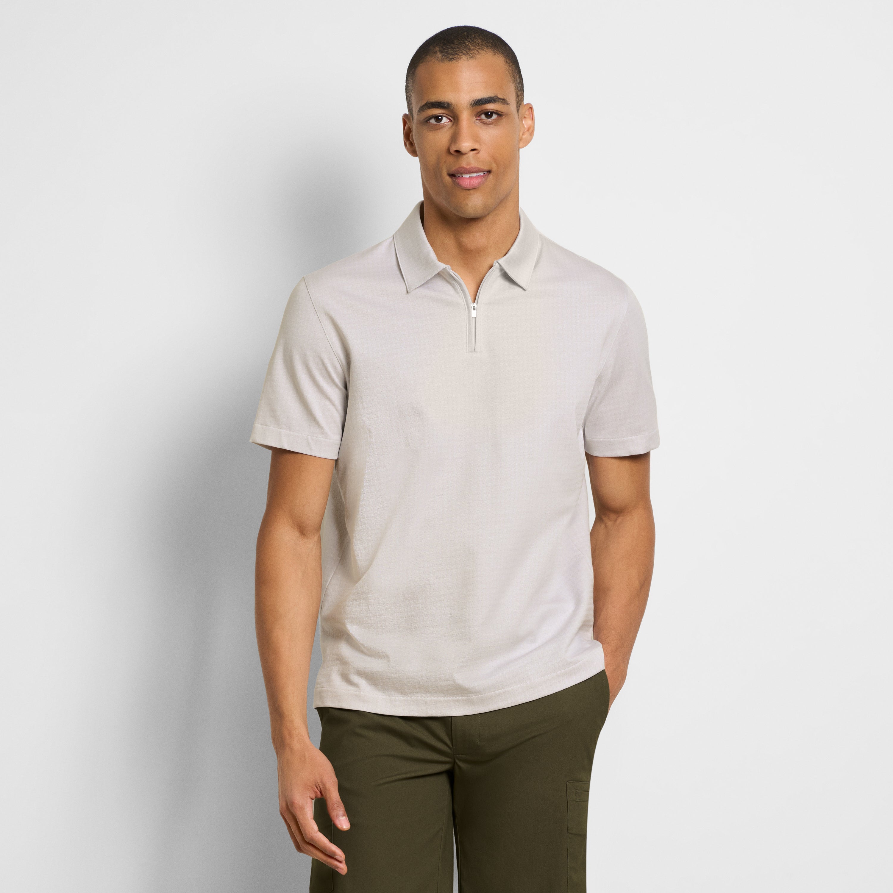 Essential Jacquard Zip Fancy Polo