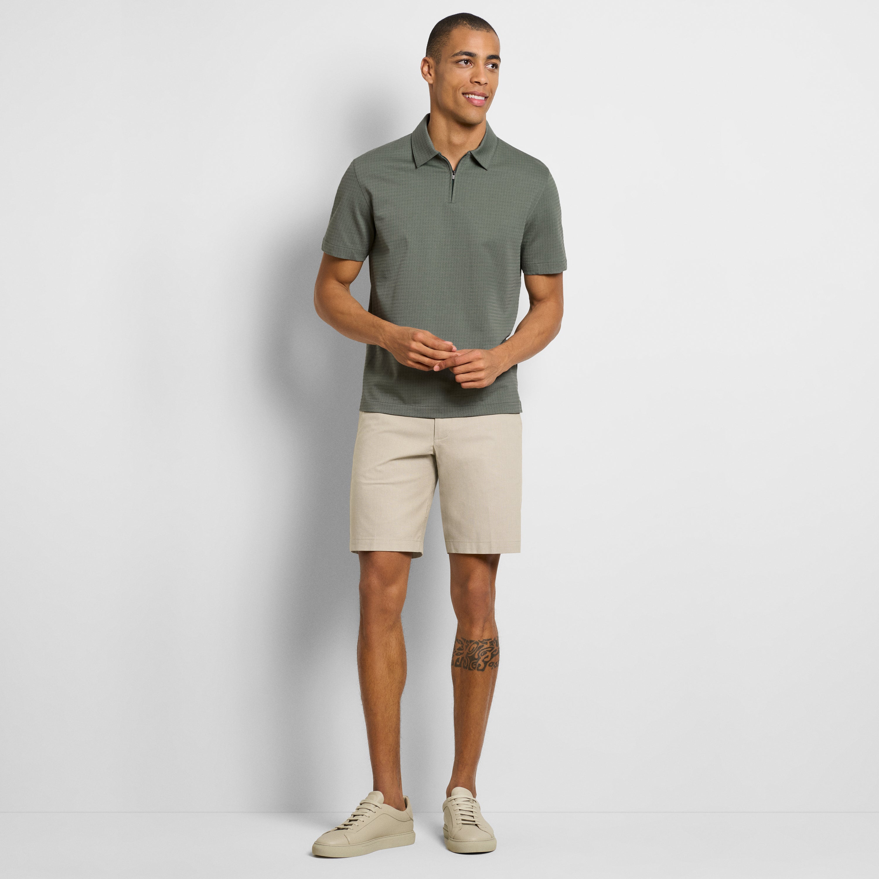 Essential Jacquard Zip Fancy Polo