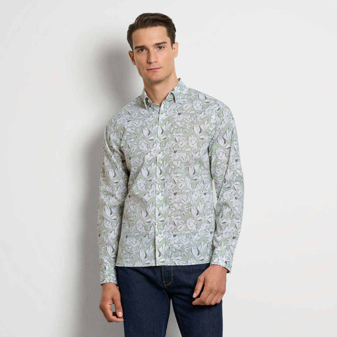 Cronbie Long Sleeve Slim Fit Stain Shield Tulip Print Shirt