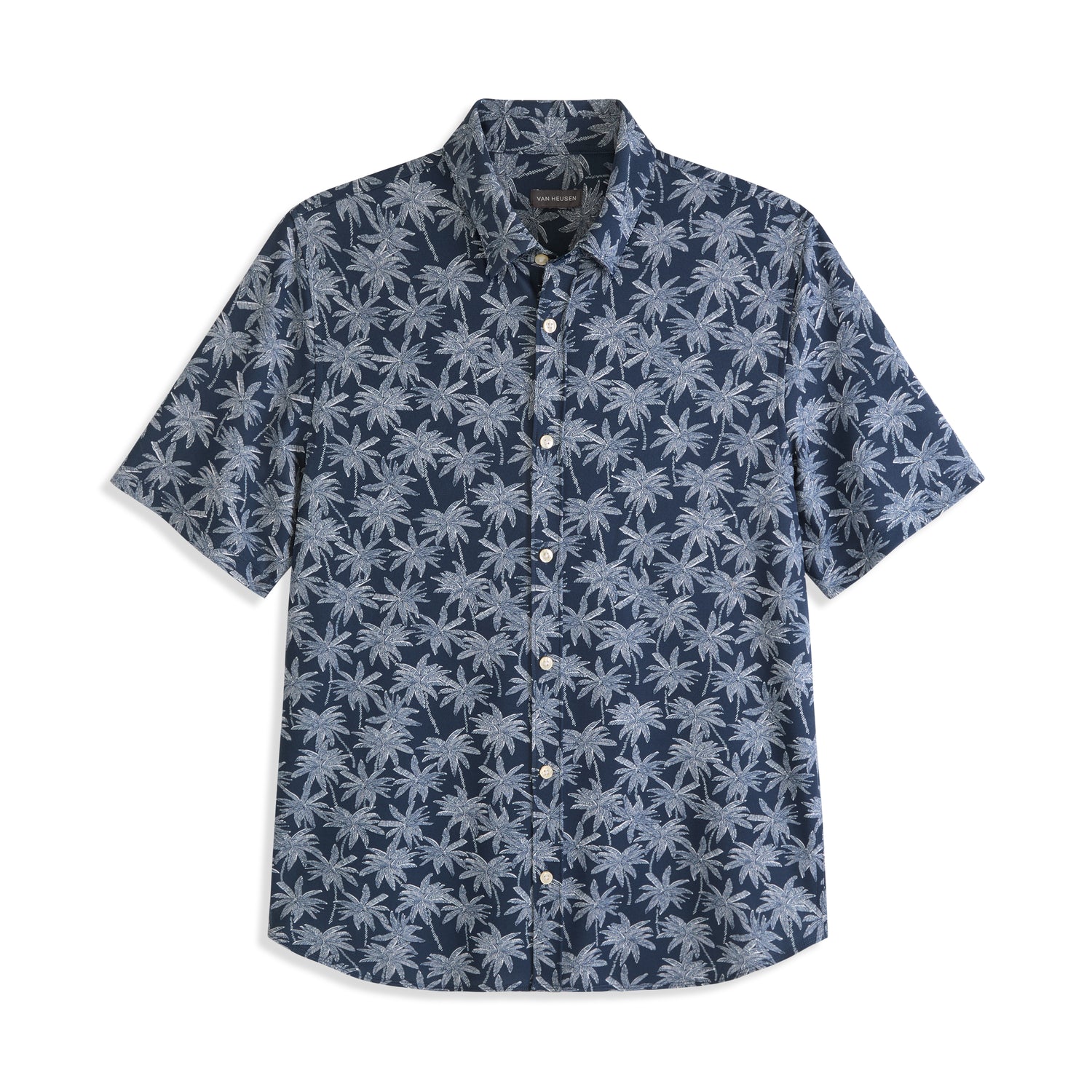 Performance Knit Button Up Palm Print Shirt - Slim Fit