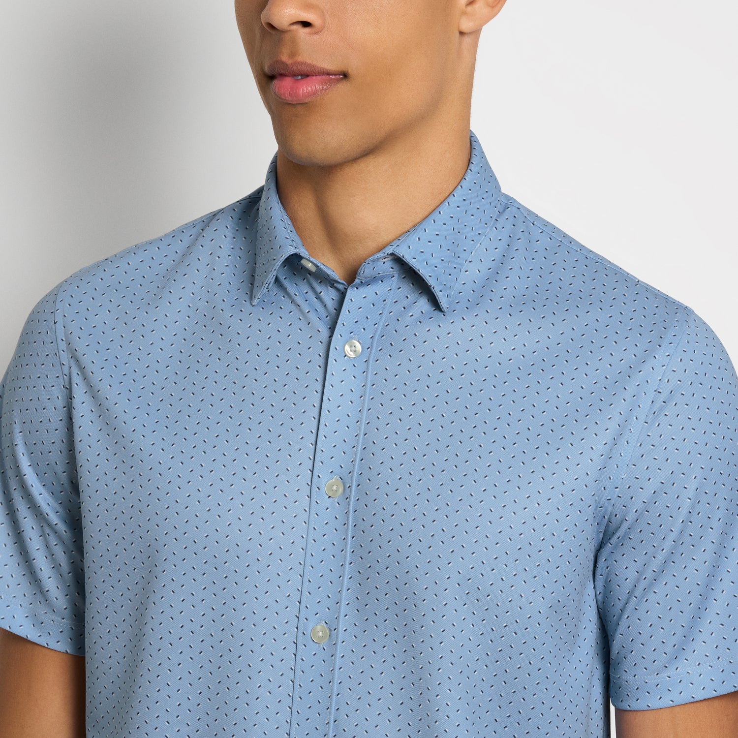 Performance Knit Button Up Geo Print Shirt - Slim Fit