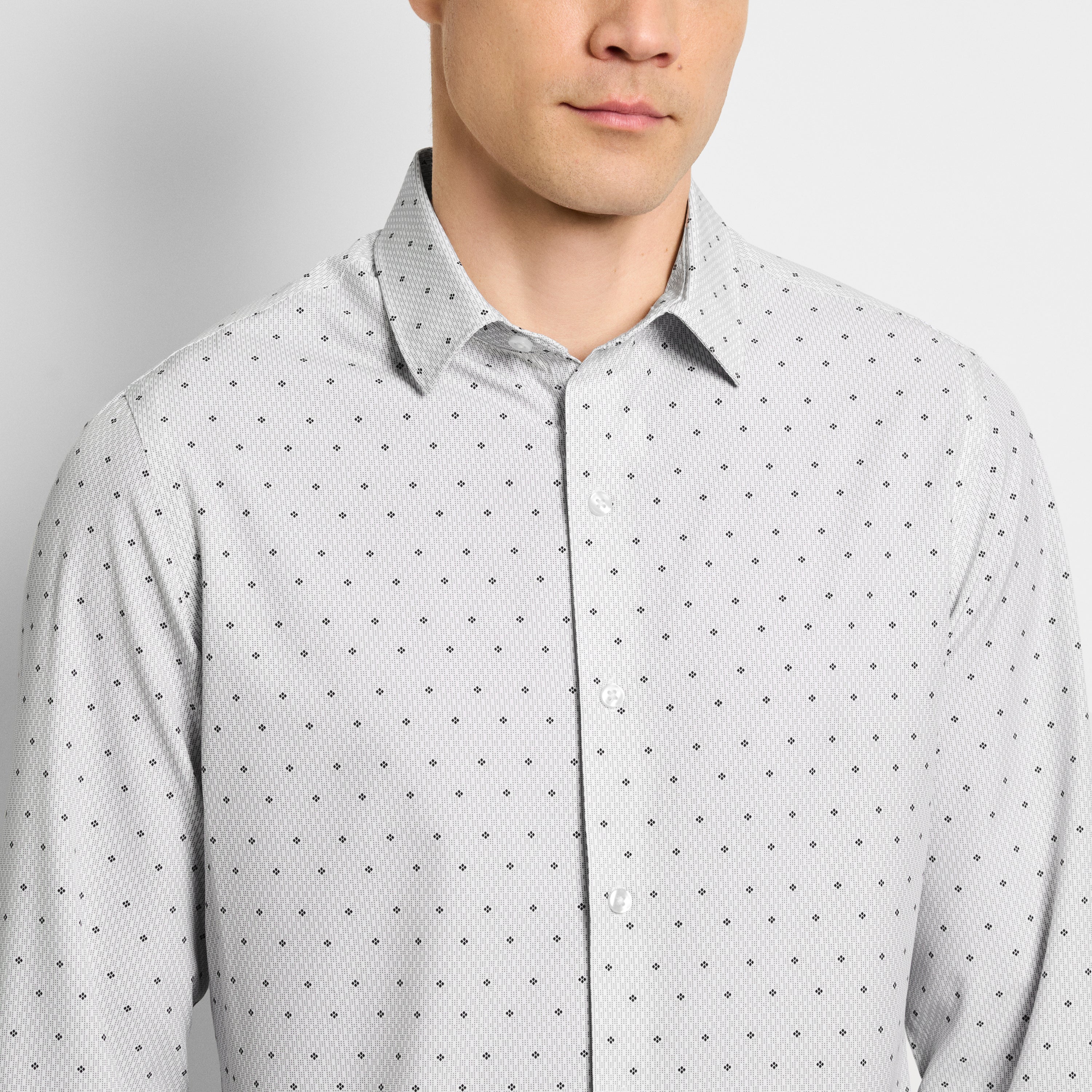 Performance All Way Stretch Diamond Dot Print Shirt - Slim Fit