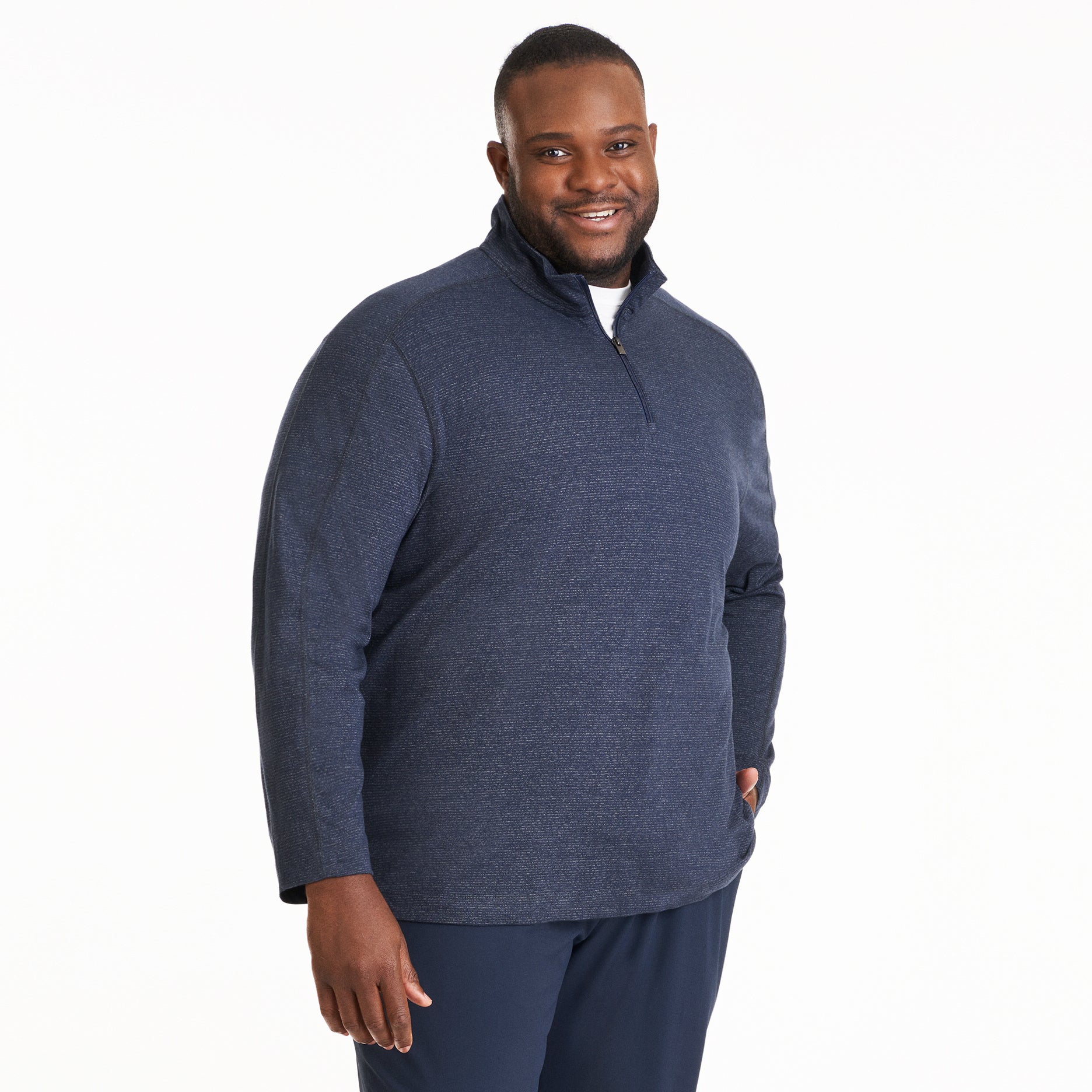 Essential Two-Tone Quarter Zip Pullover - Big & Tall