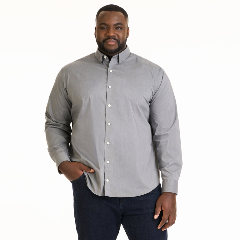 Essential Stain Shield Ombre Plaid Woven Long Sleeve Shirt - Big