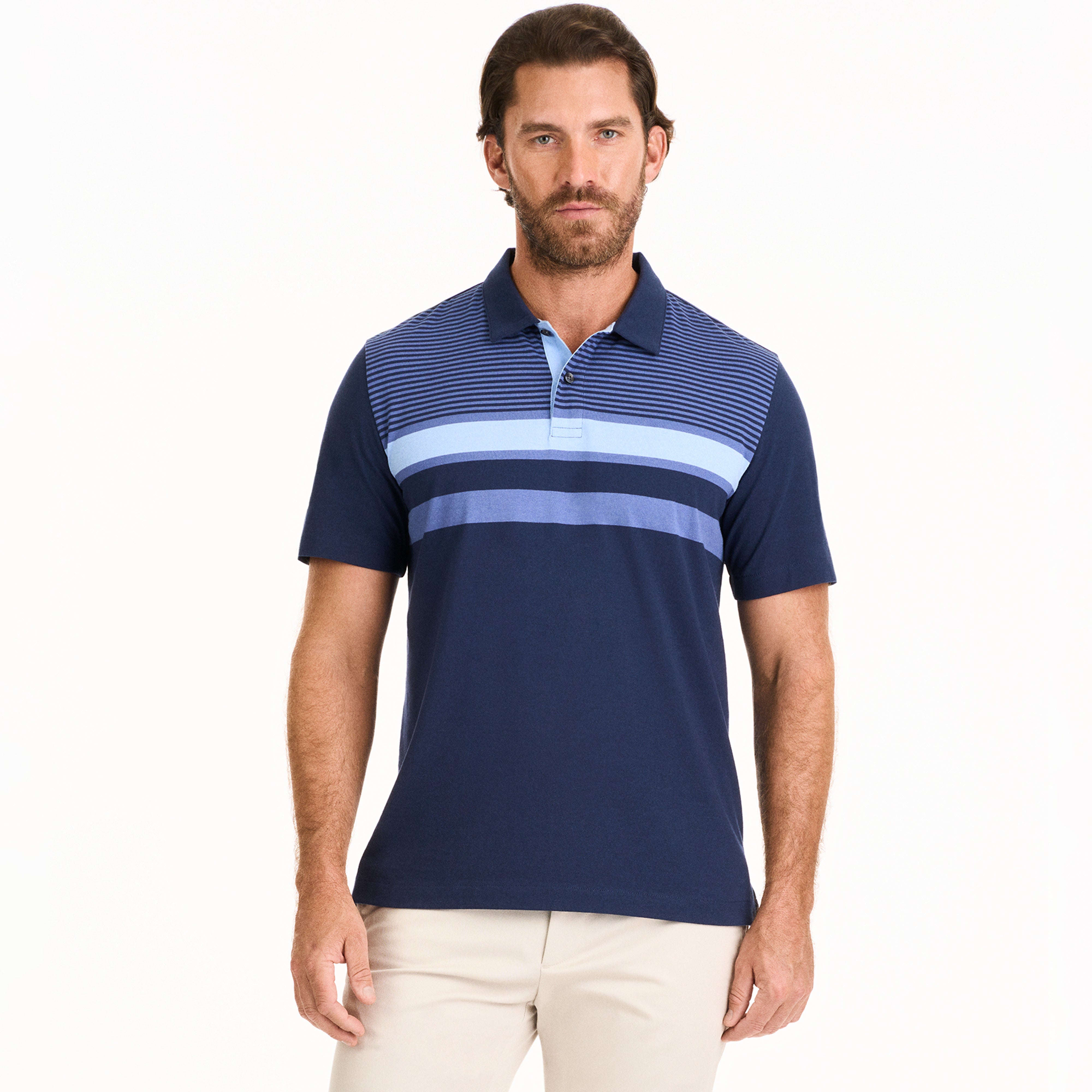Essential Multi Stripe Cotton Jersey Short Sleeve Polo – Van Heusen