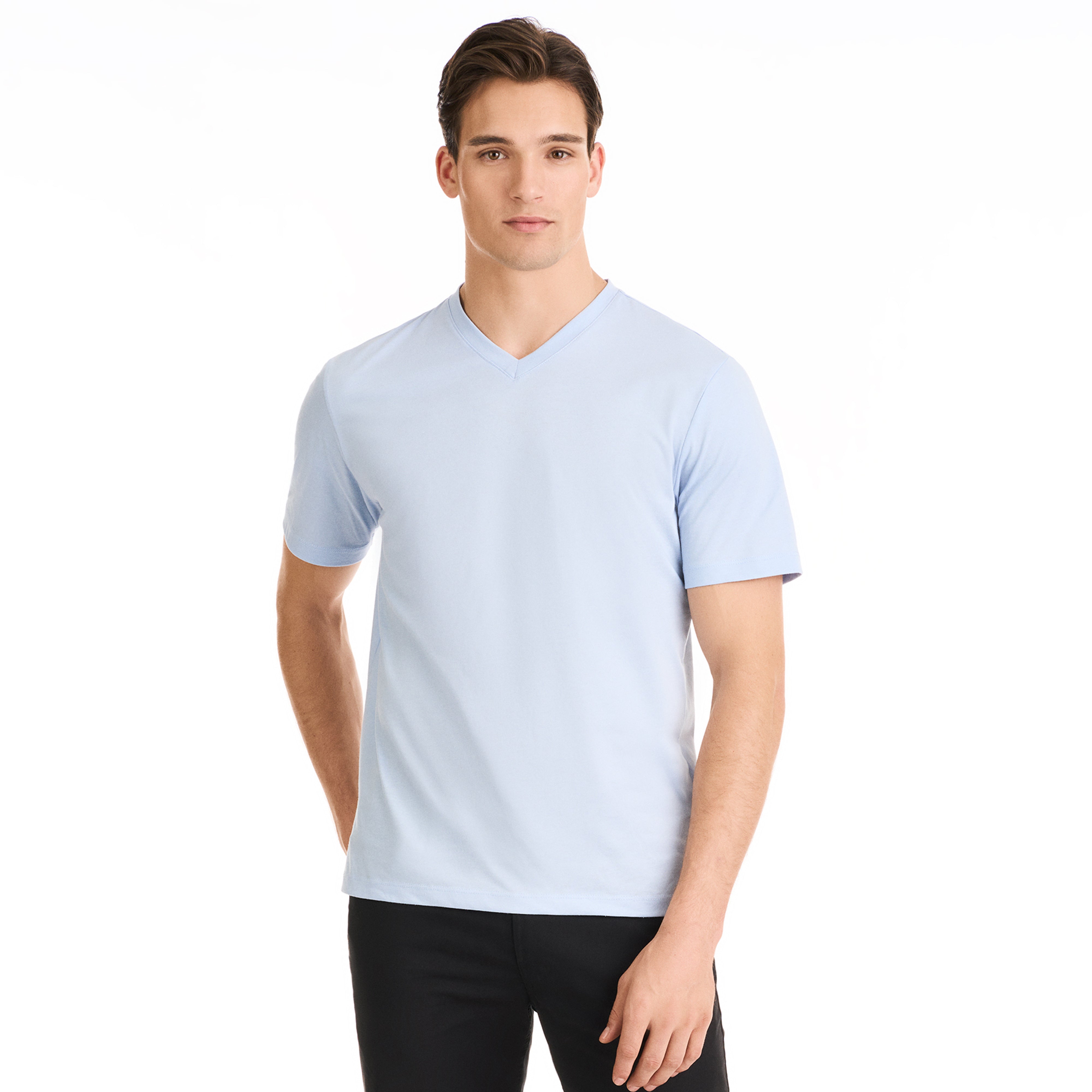 Essential Stain Shield V Neck Short Sleeve Basic Tee Shirt