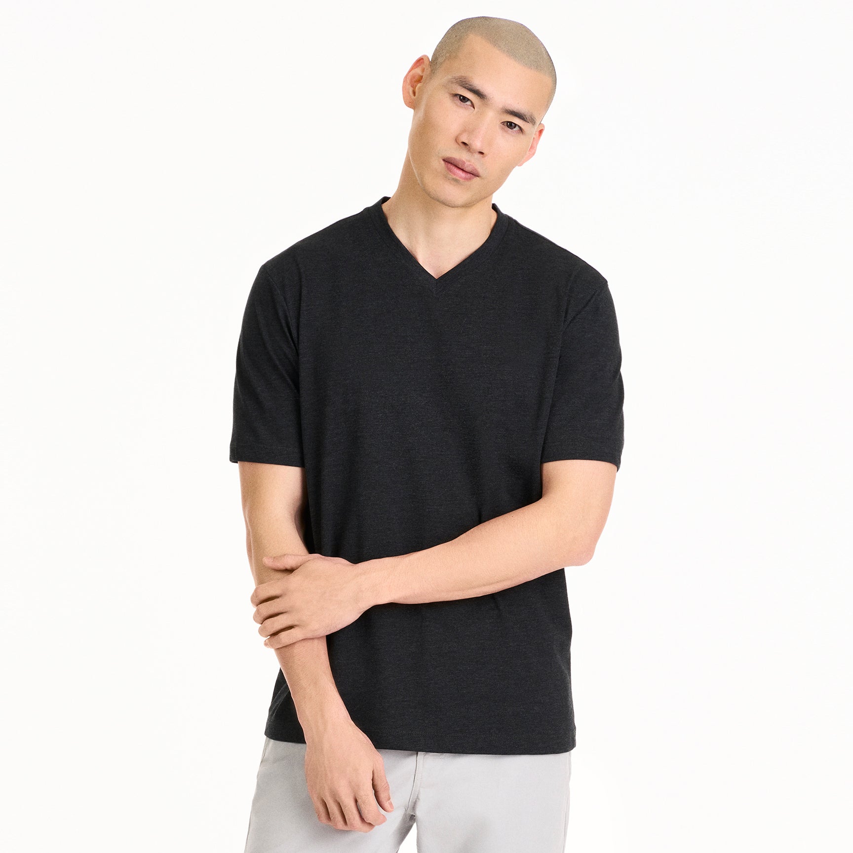 Essential Stain Shield V Neck Short Sleeve Basic Tee Shirt Van